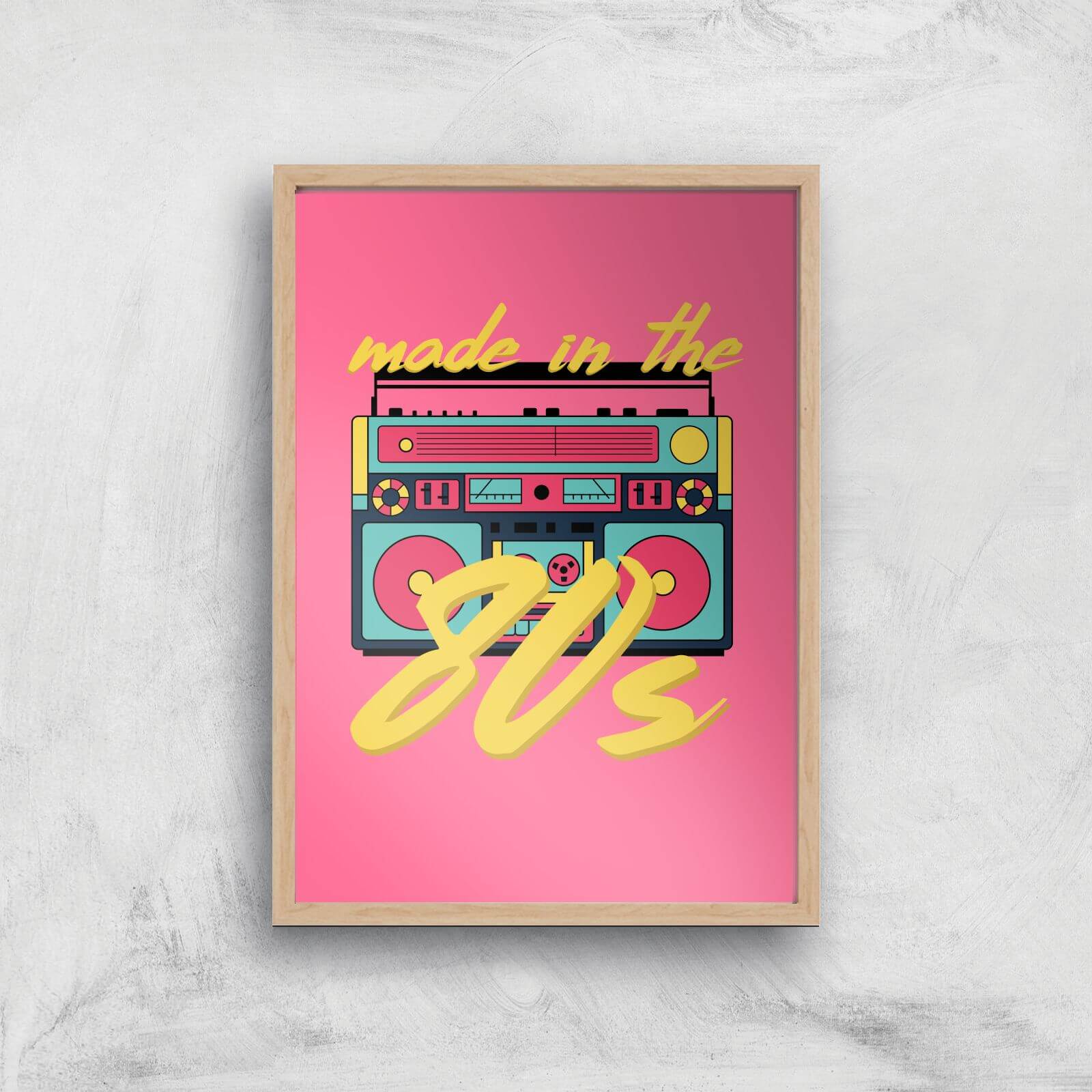 Made In The 80s Boombox Art Print - A3 - Wooden Frame