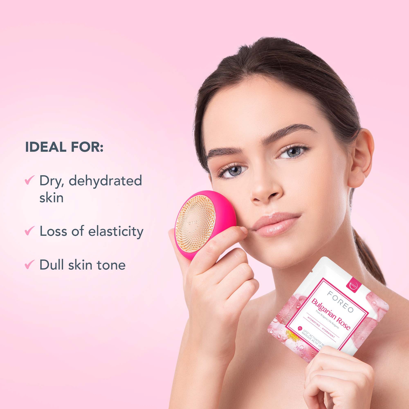 Thumbnail - FOREO Bulgarian Rose UFO Feuchtigkeitsspendende Gesichtsmaske (6er-Packung)