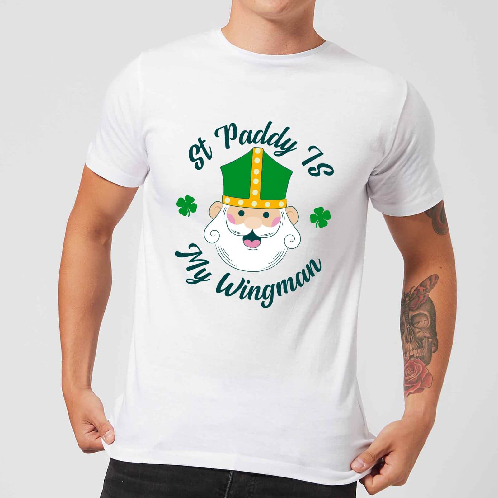 St Paddy Is My Wingman Men's T-Shirt - White - XS - White