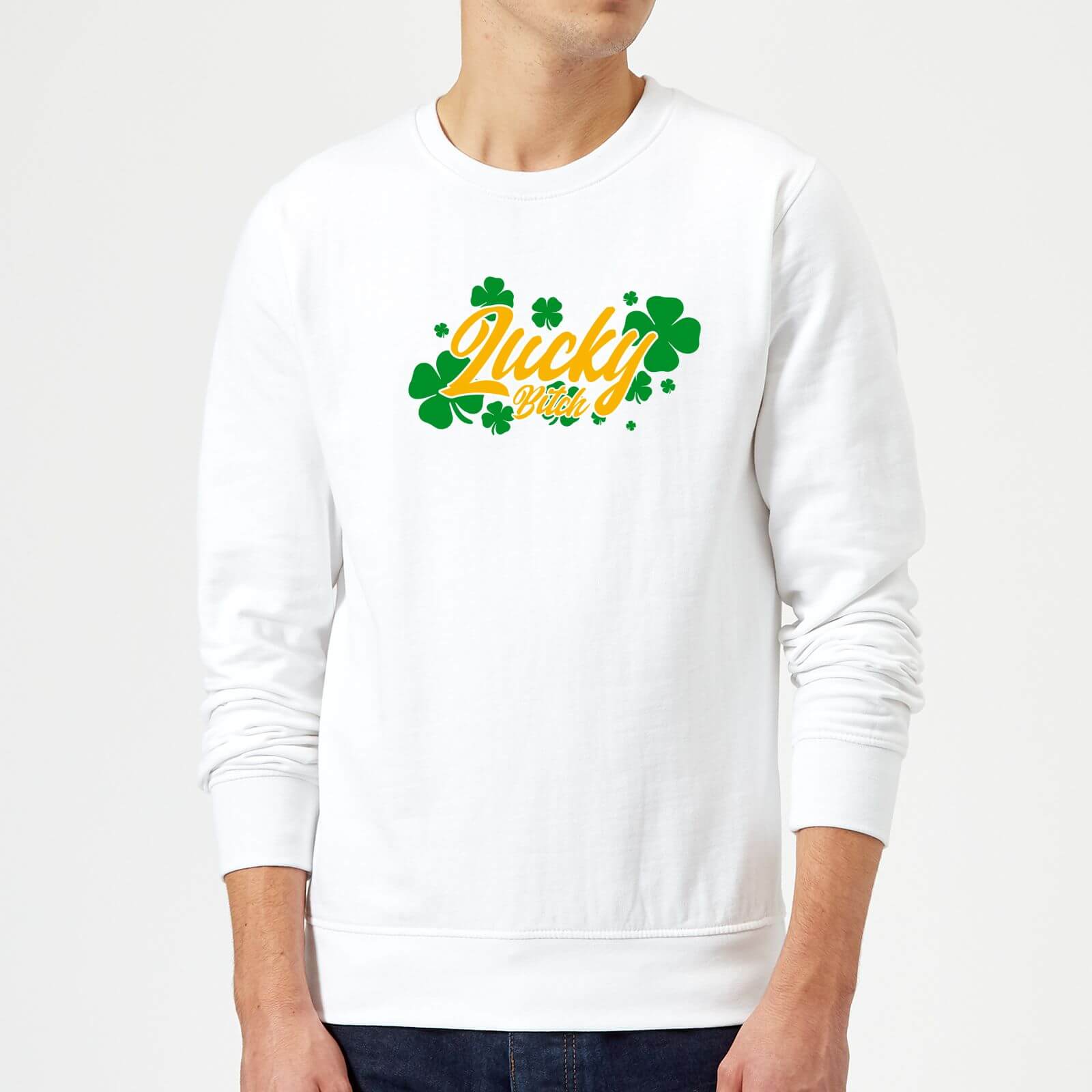 Lucky Bitch Sweatshirt - White - L - White