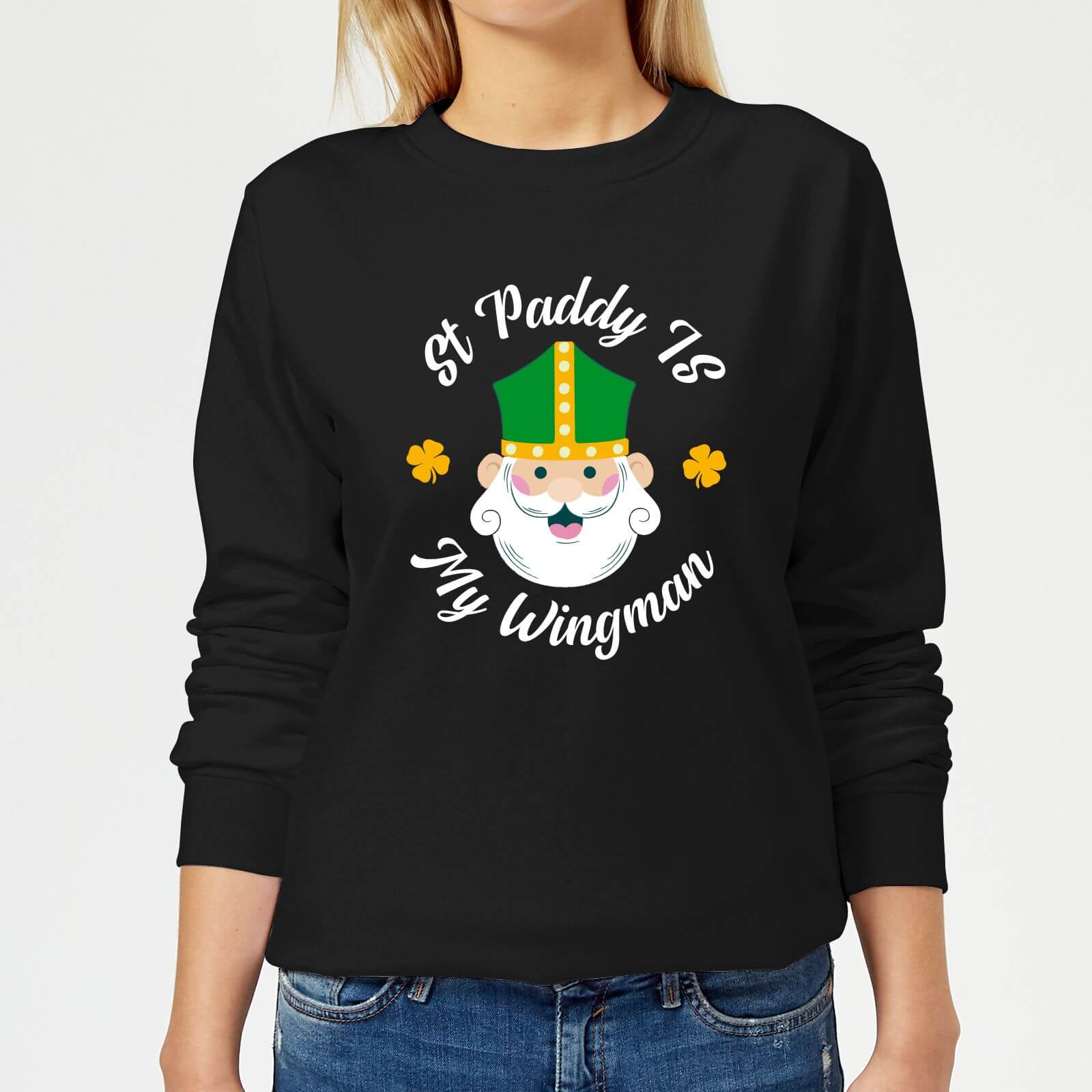 St Paddy Is My Wingman Women's Sweatshirt - Black - XS - Black