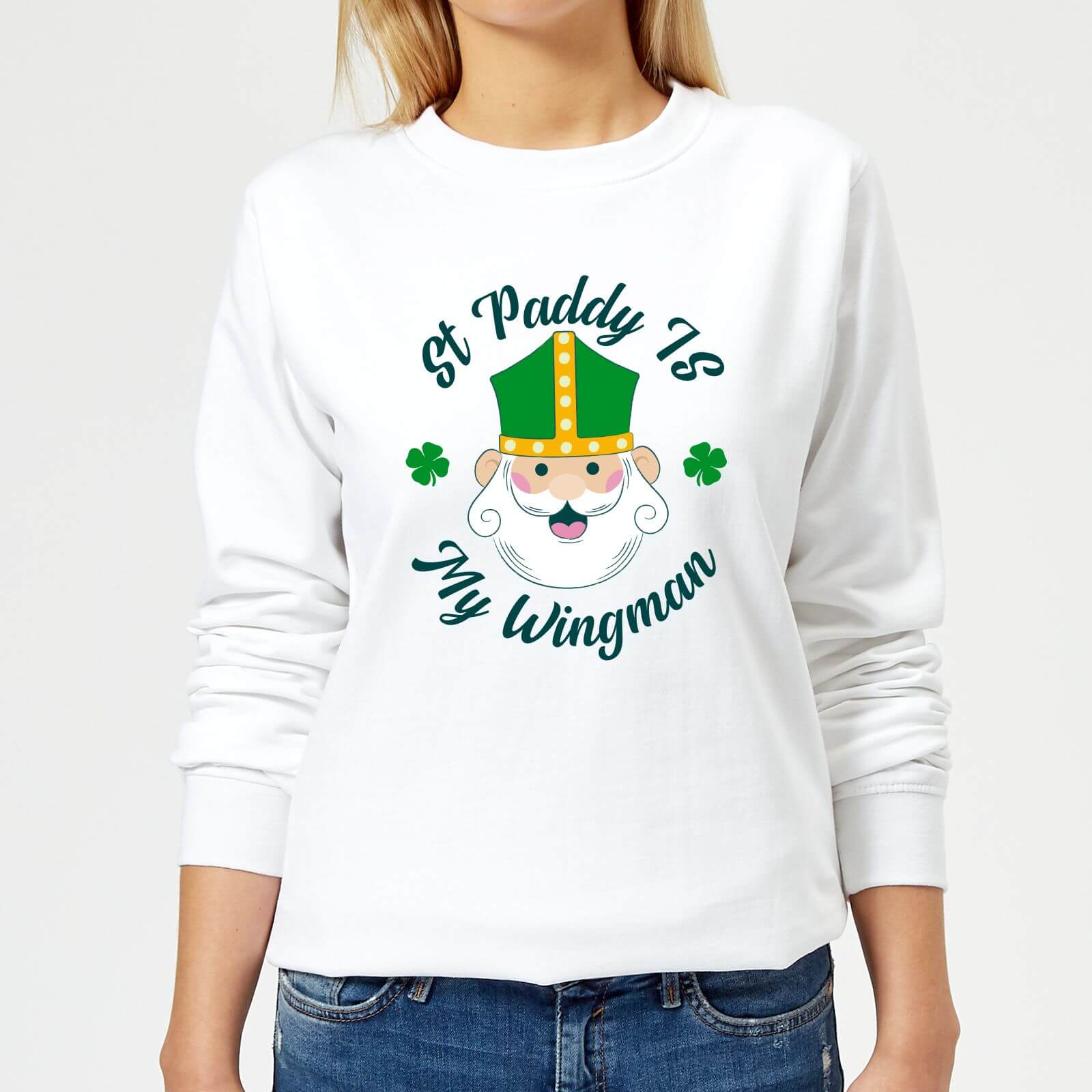 St Paddy Is My Wingman Women's Sweatshirt - White - XS - White