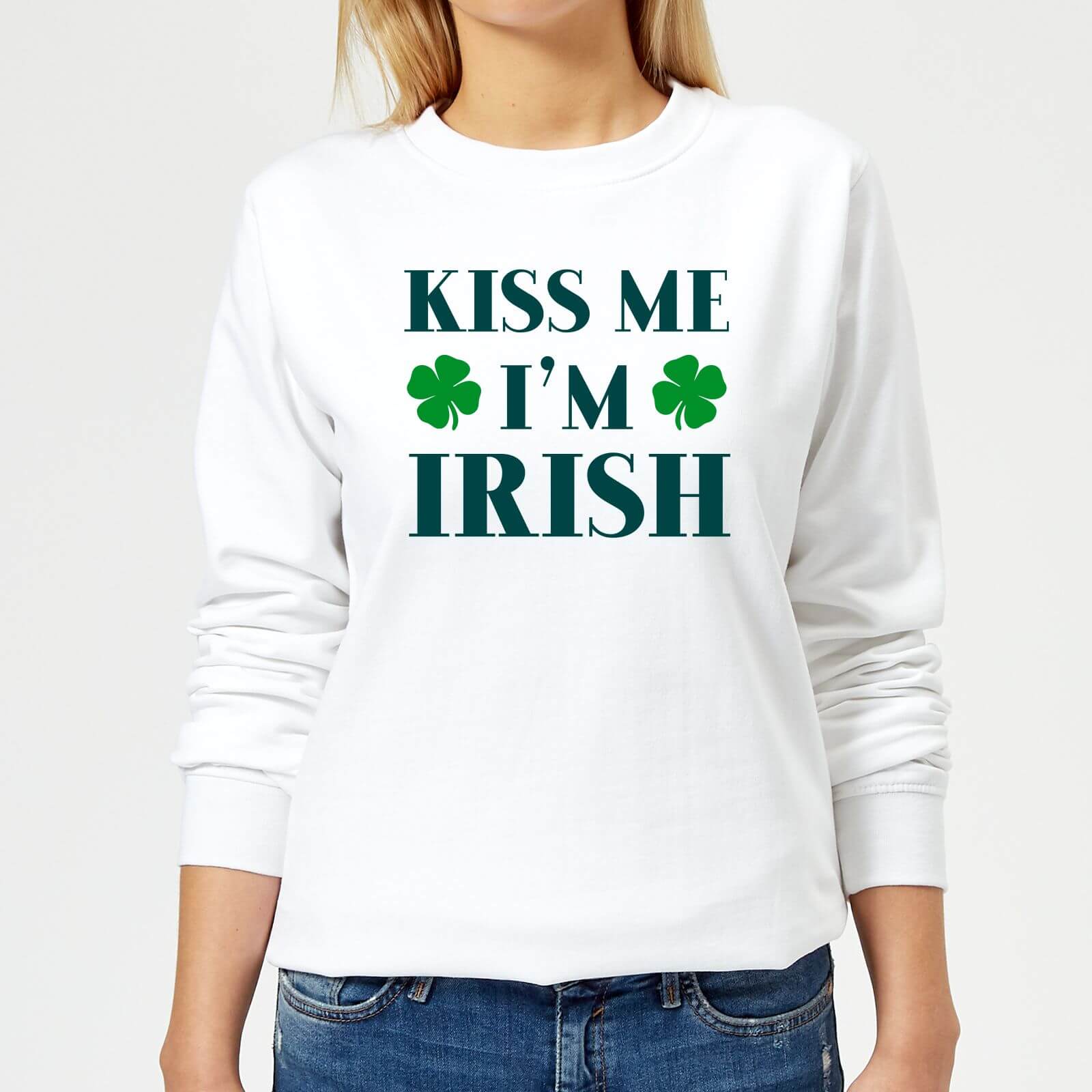 Kiss Me I'm Irish Women's Sweatshirt - White - M - White