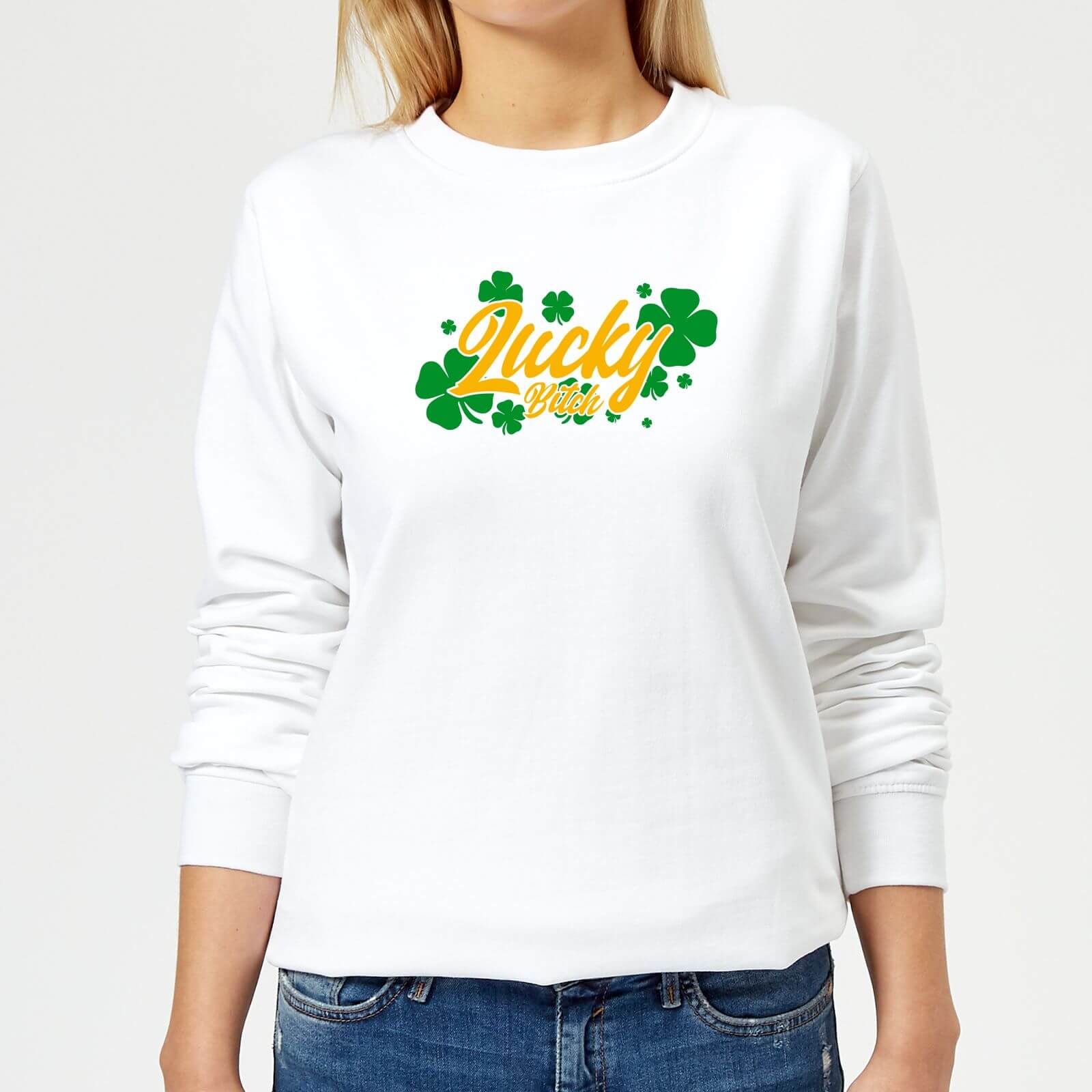 Lucky Bitch Women's Sweatshirt - White - M - White