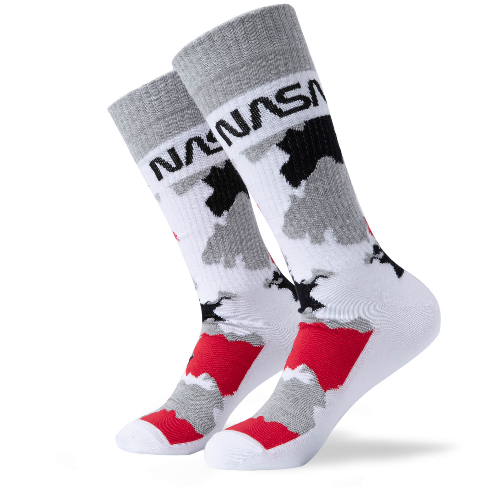 Men's NASA Camo Sports Socks - White - UK 8-11