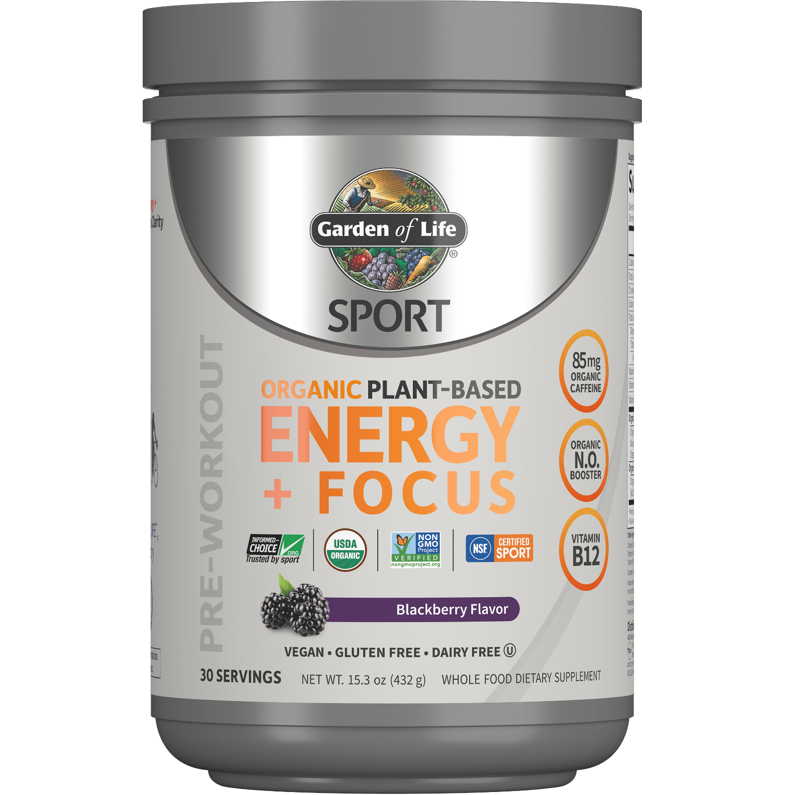 Sport Organic Plant-Based Energy - Blackberry - 432g