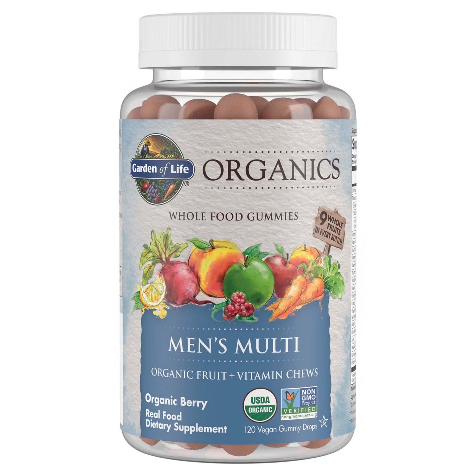 Gominolas multivitaminas para hombre Organics - Frutas del bosque - 120 gominolas Gominolas multivitaminas para hombre Organics - Frutas del bosque - 120 gominolas