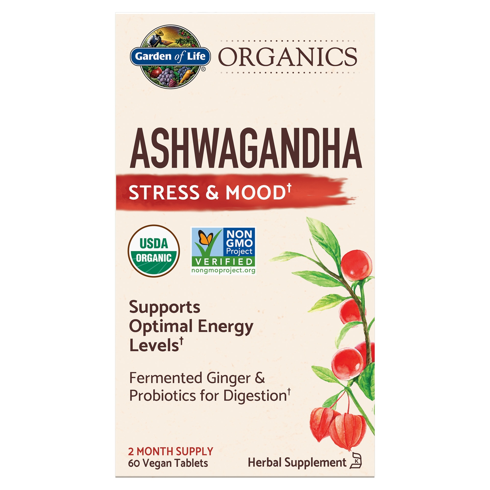 Image of Organics Herbal Ashwagandha - 60 compresse