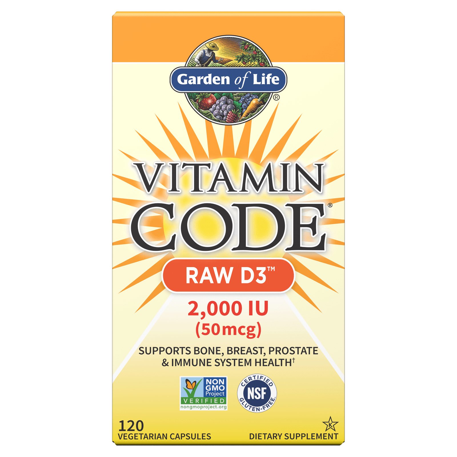 Garden of Life Vitamin Code Raw D3 2000 LU 120ct Capsules