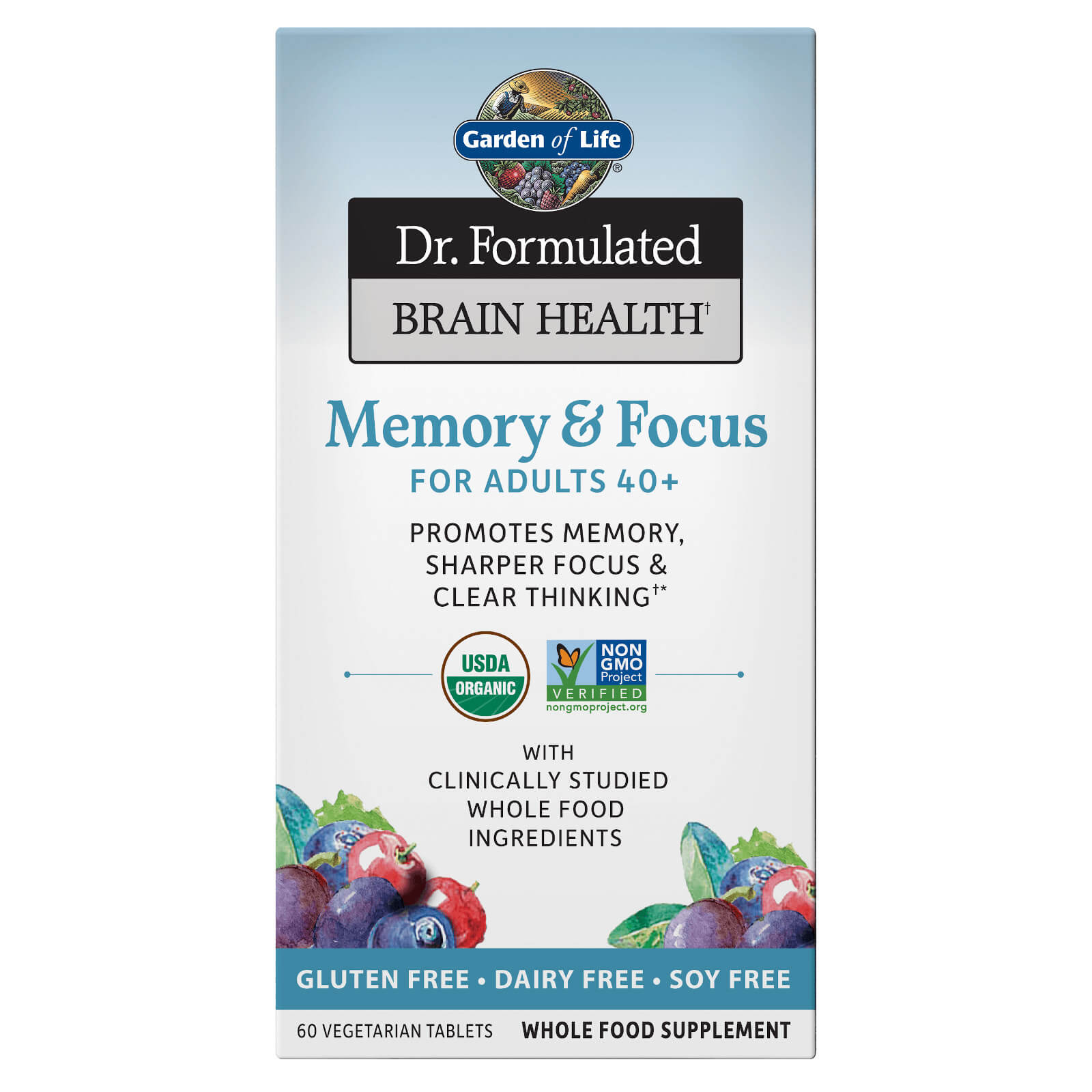 Brain Health Organic Memory - Adults 40+ - 60 tabletas