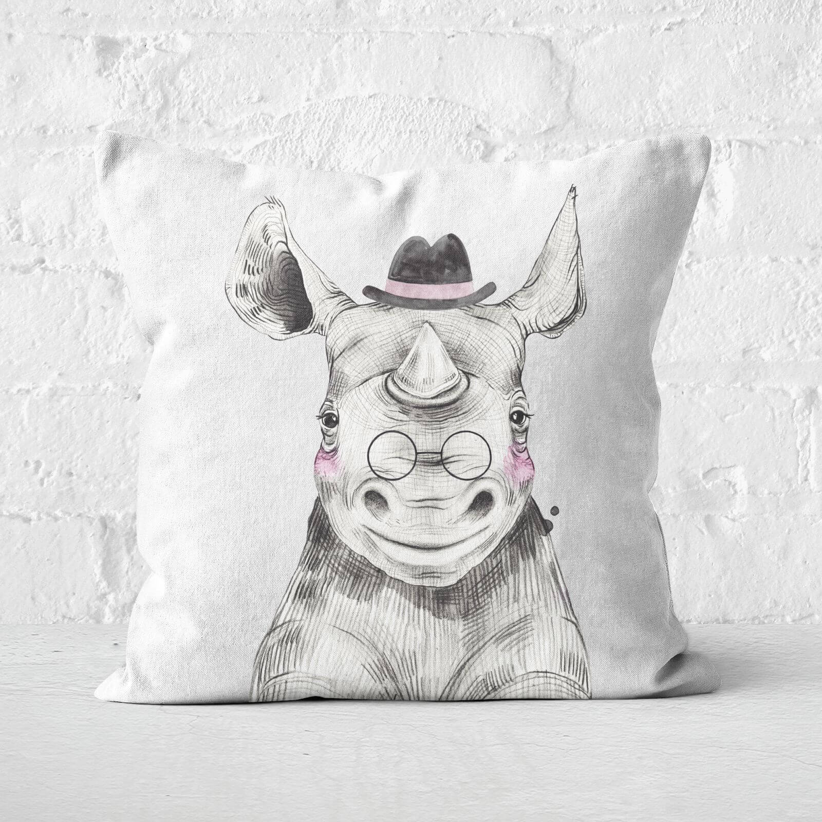 Literate Rhino Square Cushion - 60x60cm - Soft Touch