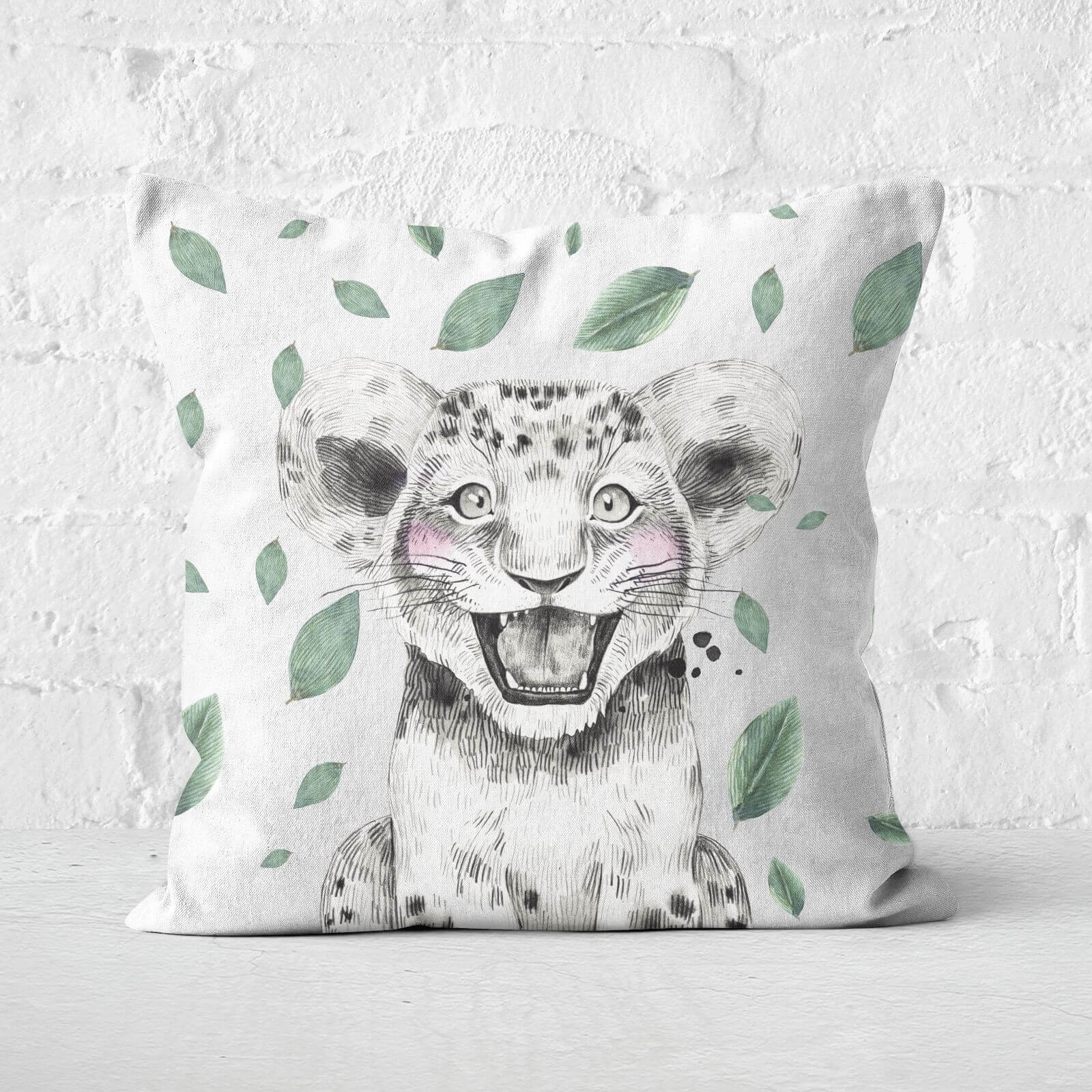 Cub And Leaves Square Cushion - 60x60cm - Soft Touch