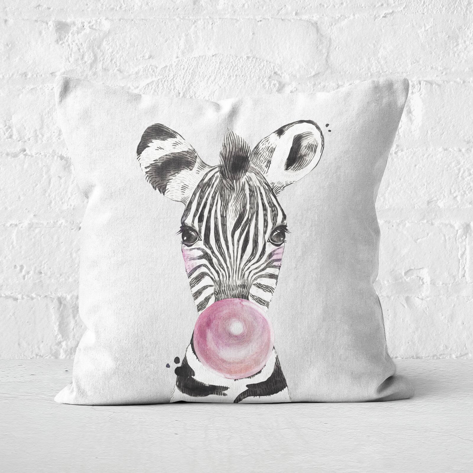 Bubblegum Zebra Square Cushion - 60x60cm - Soft Touch