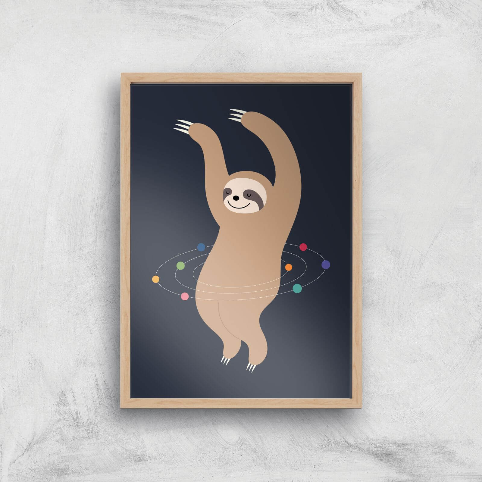 Andy Westface Sloth Galaxy Giclee Art Print - A3 - Wooden Frame