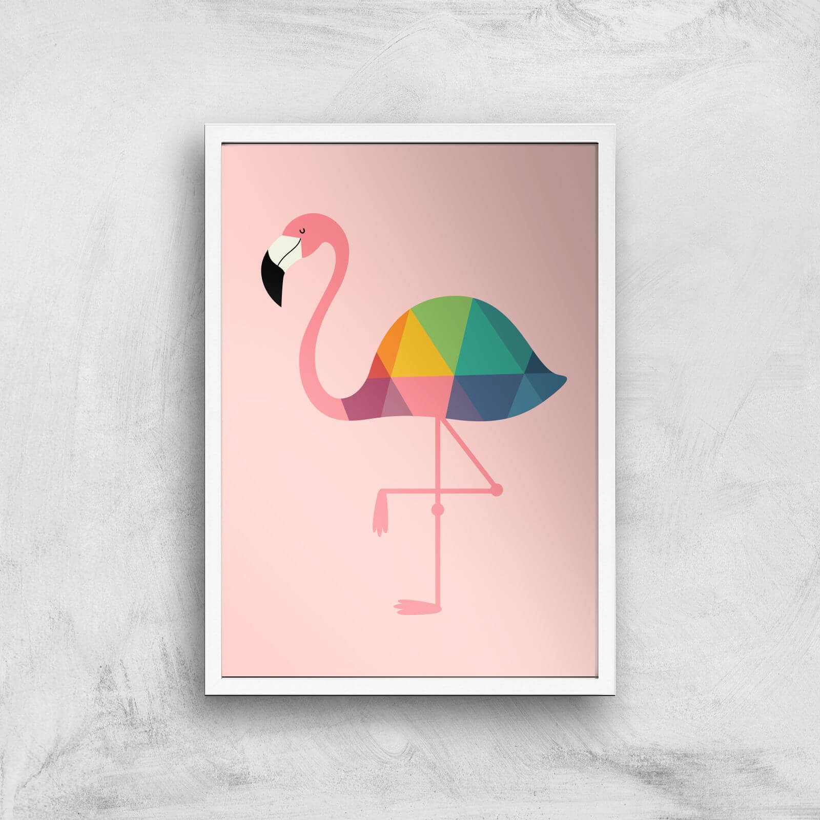 Andy Westface Rainbow Flamingo Giclee Art Print - A2 - White Frame