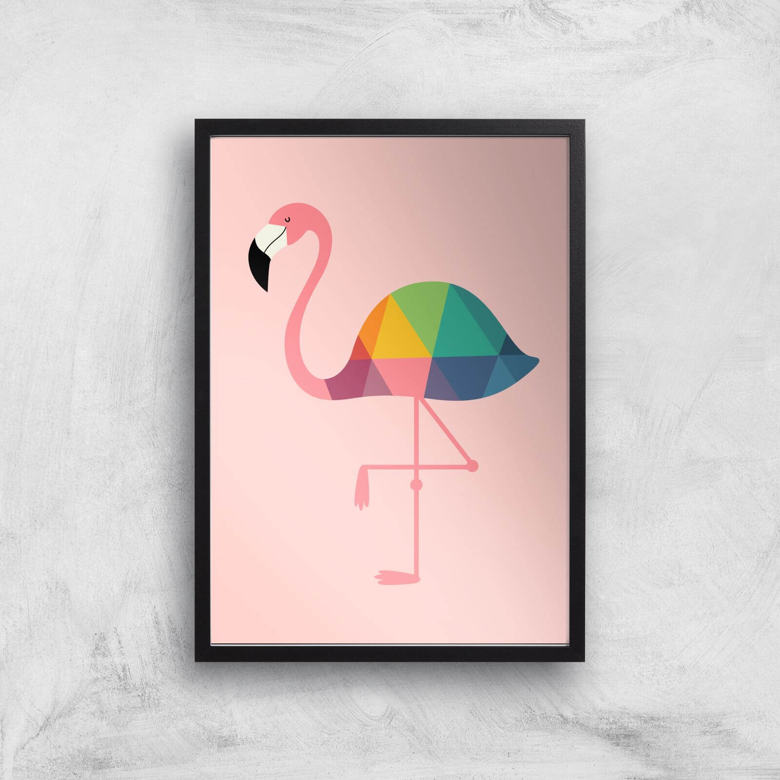 Andy Westface Rainbow Flamingo Giclee Art Print - A2 - Black Frame