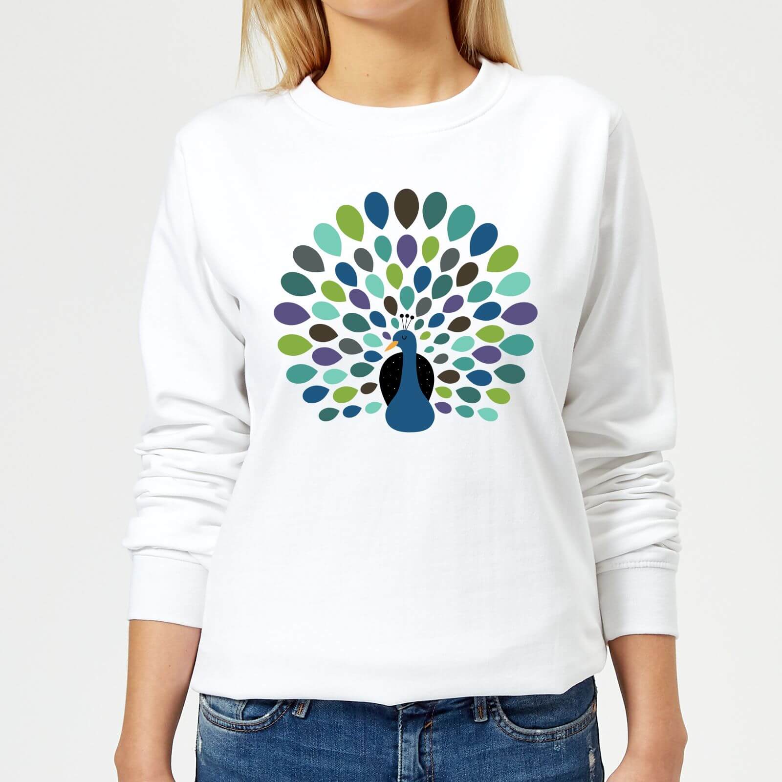 Andy Westface Peacock Time Women's Sweatshirt - White - XS - White