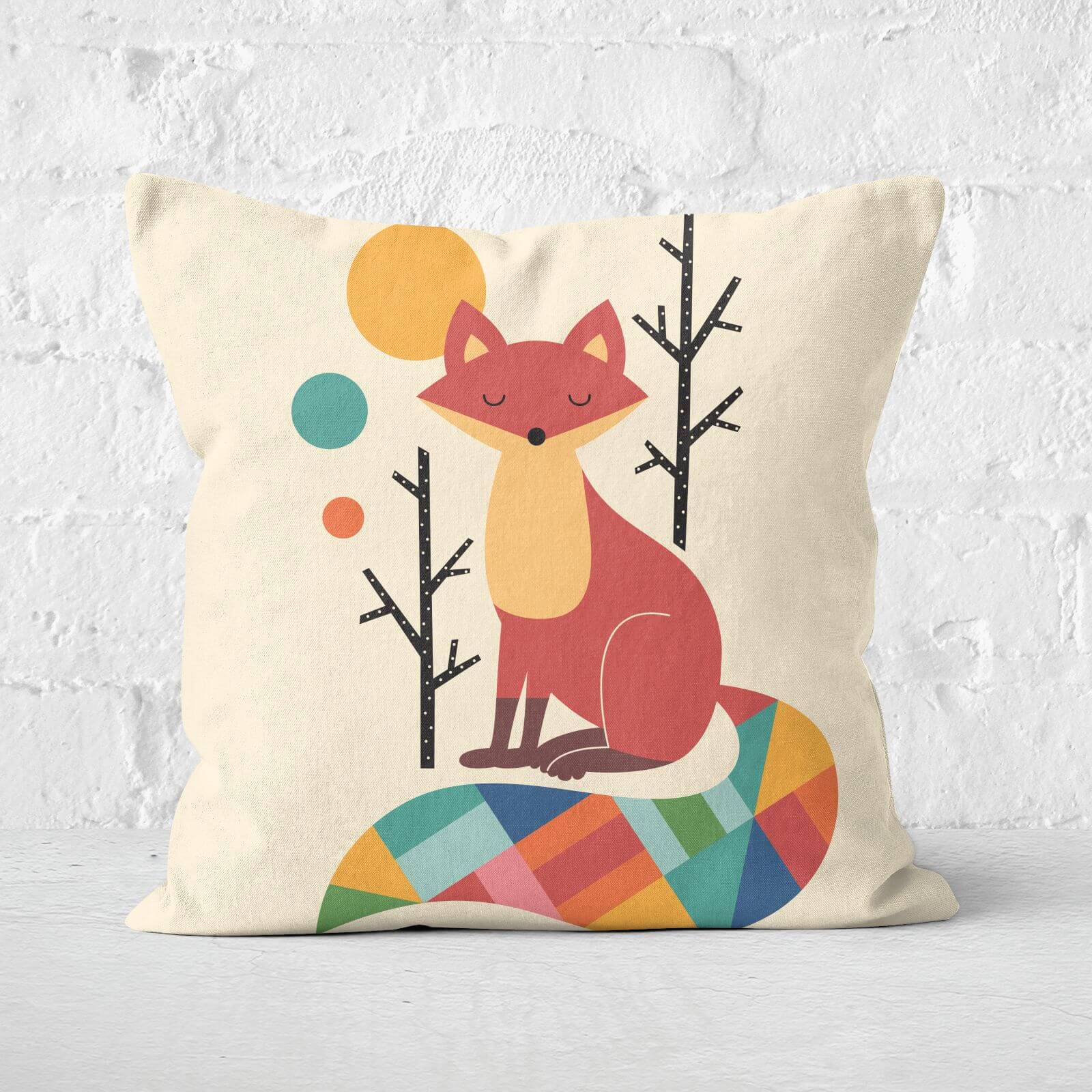 Andy Westface Rainbow Fox Square Cushion - 60x60cm - Soft Touch
