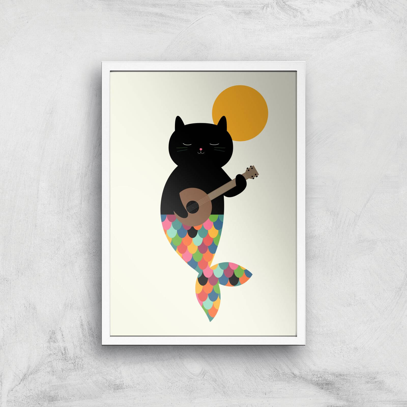 Andy Westface Purrmaid Giclee Art Print - A3 - White Frame