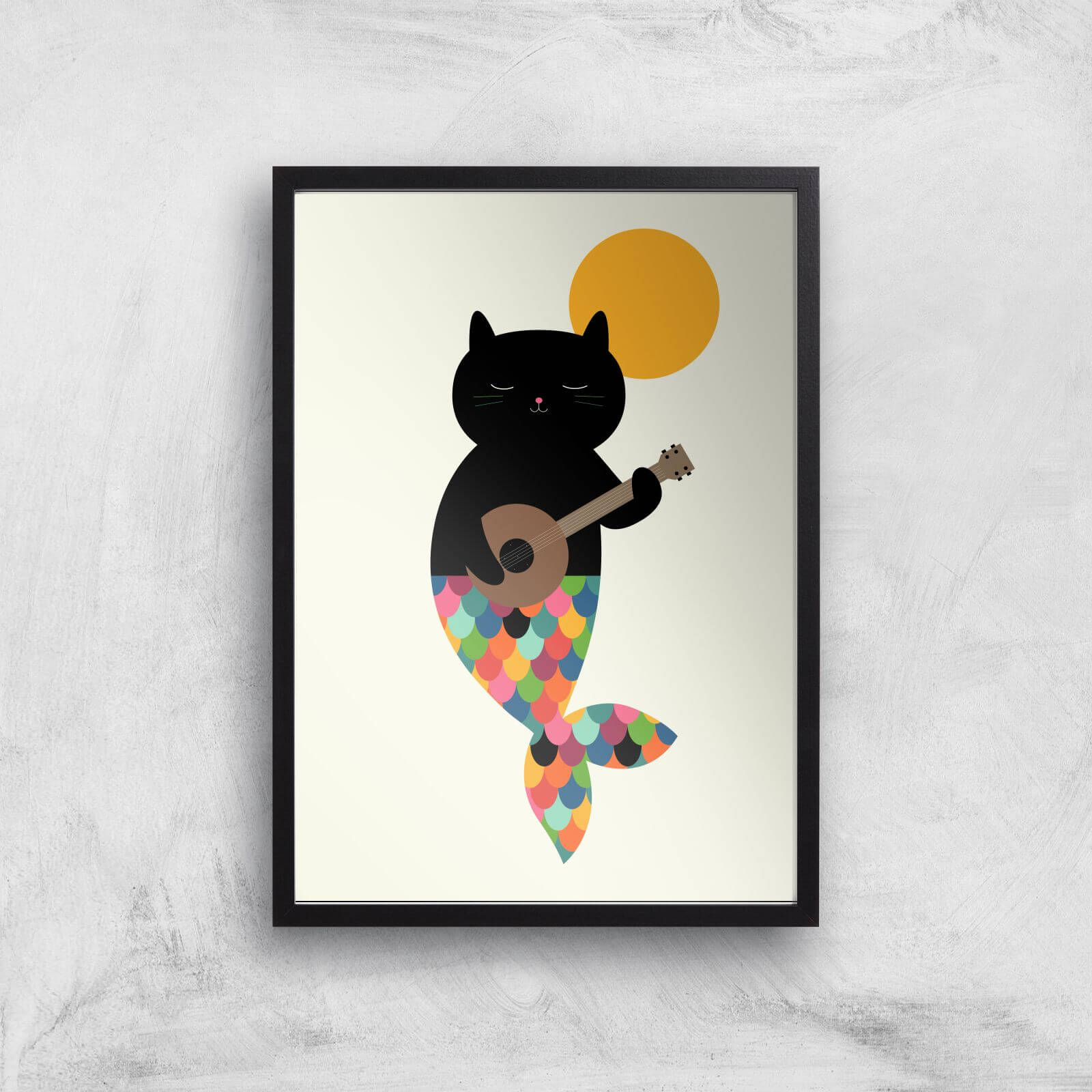 Andy Westface Purrmaid Giclee Art Print - A3 - Black Frame