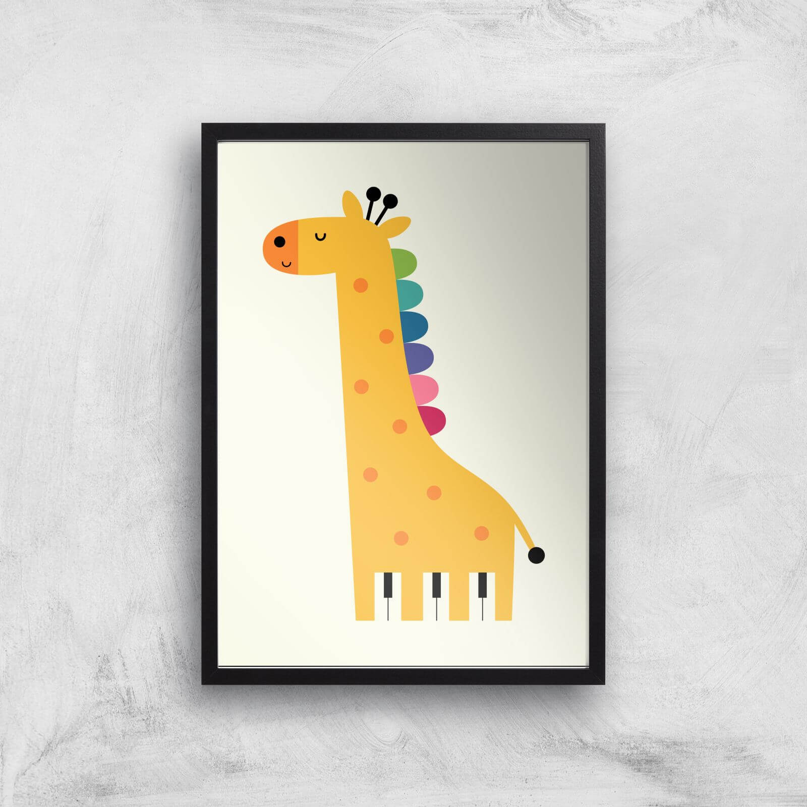 Andy Westface Giraffe Piano Giclee Art Print - A3 - Black Frame