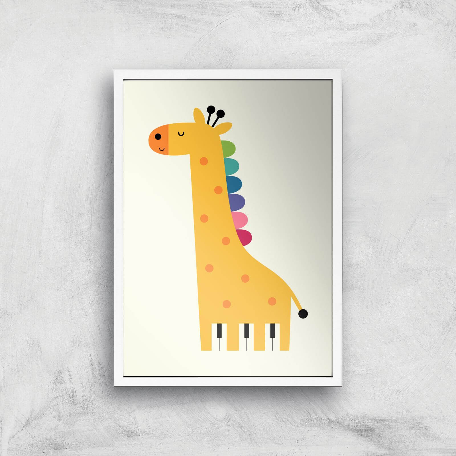 Andy Westface Giraffe Piano Giclee Art Print - A2 - White Frame