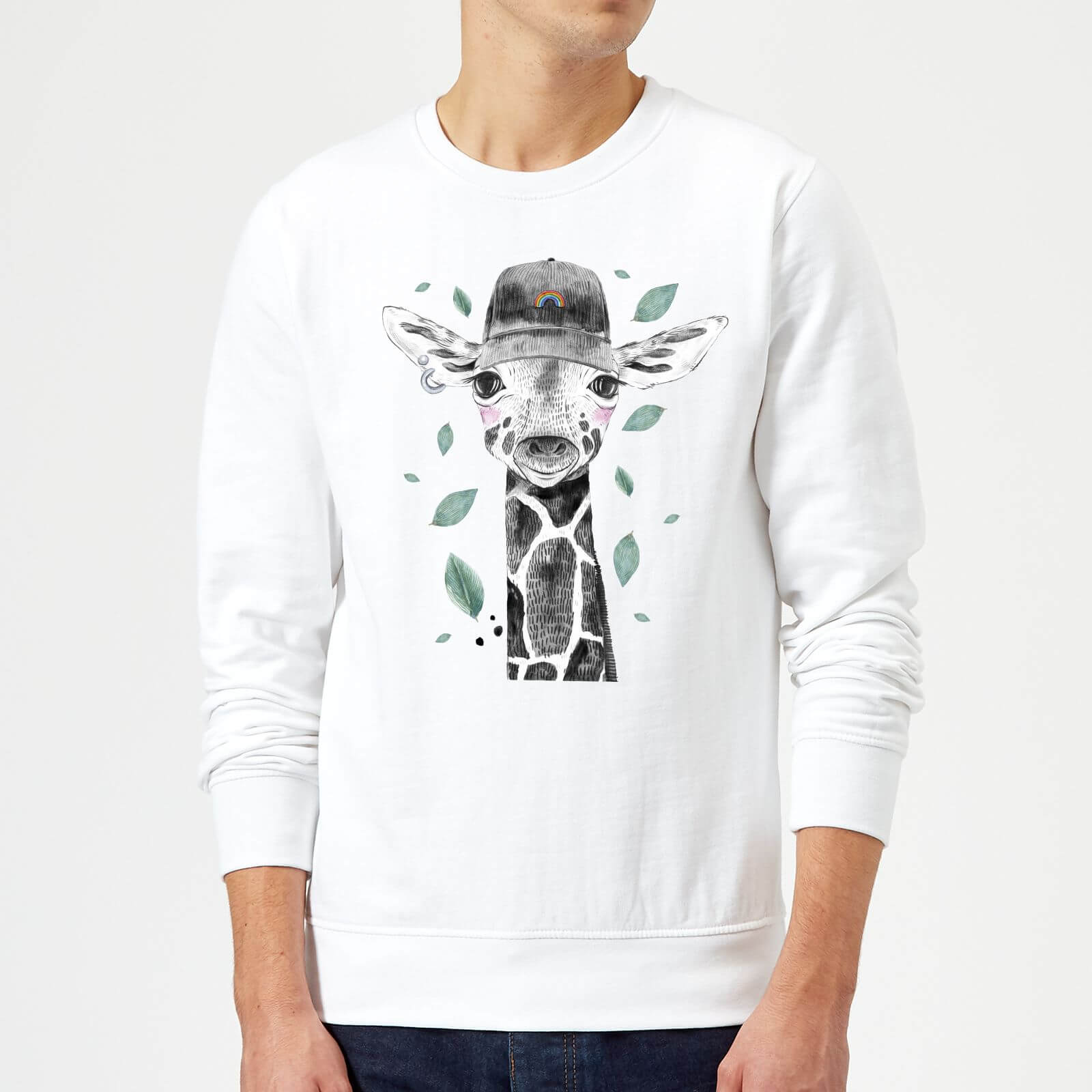 Rainbow Giraffe Sweatshirt - White - S - White