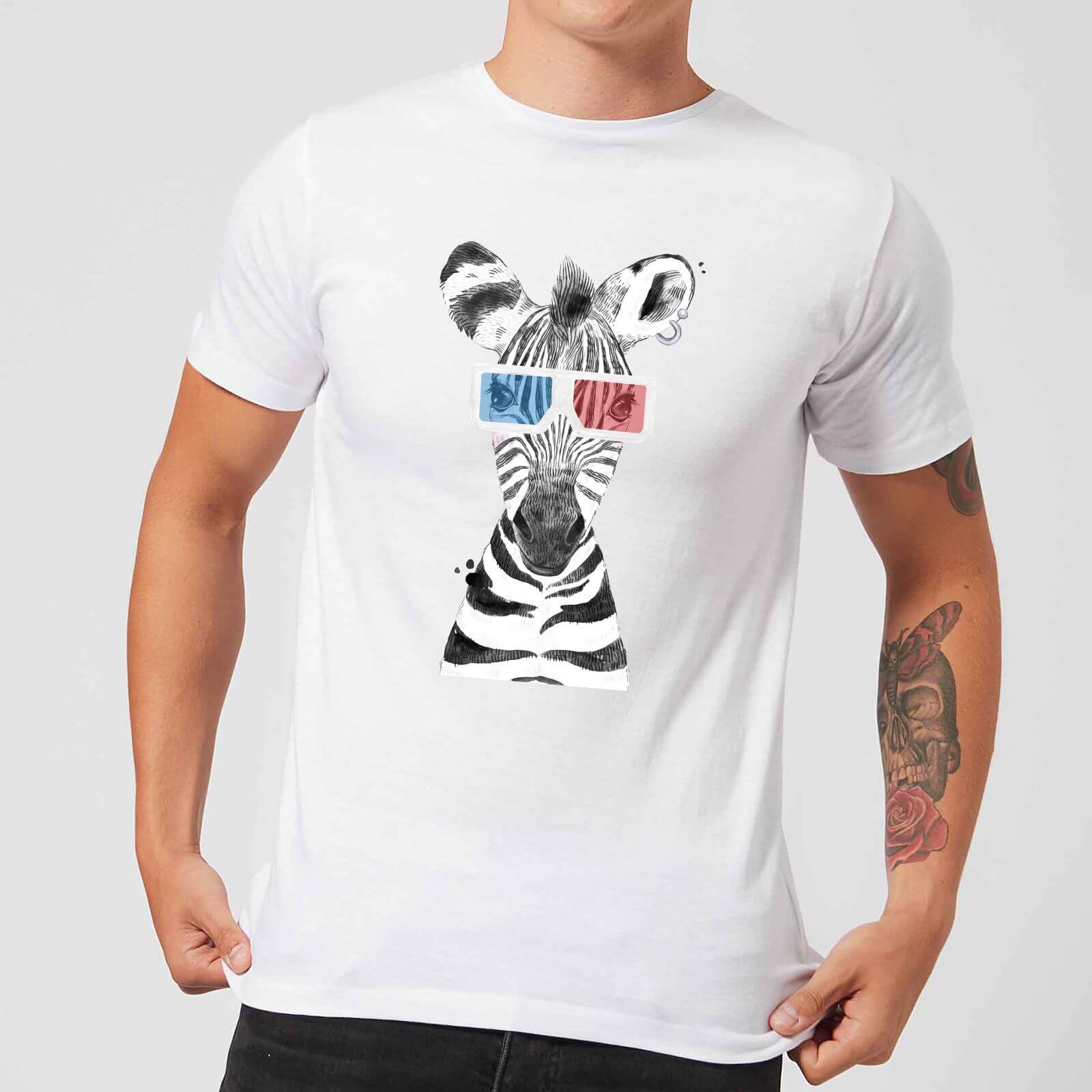 3D Zebra Men's T-Shirt - White - XS - White