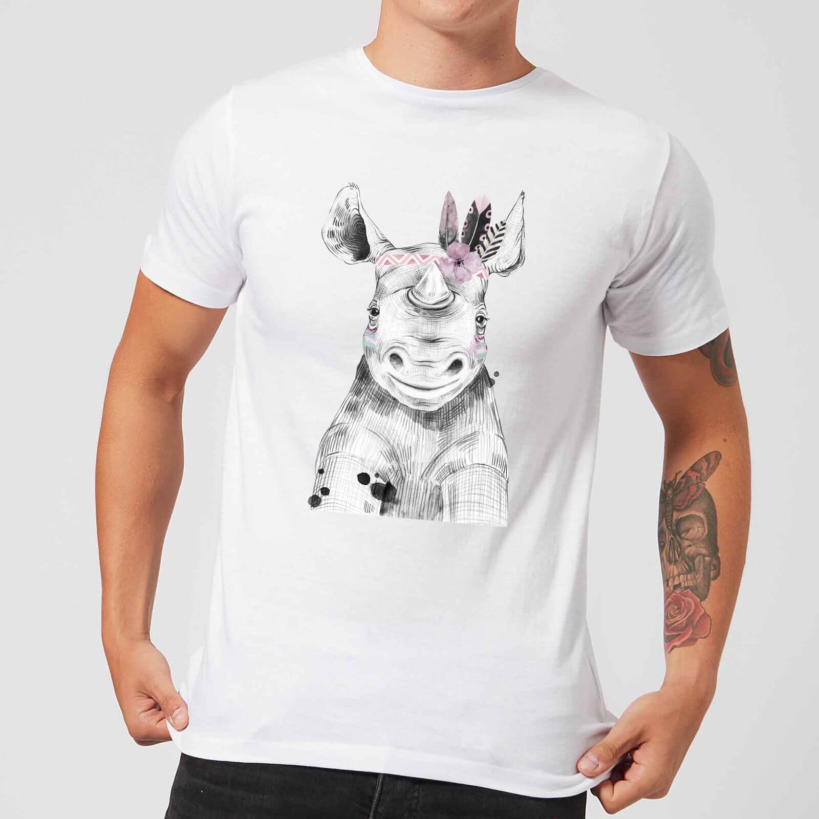Indie Rhino Men's T-Shirt - White - XS - White