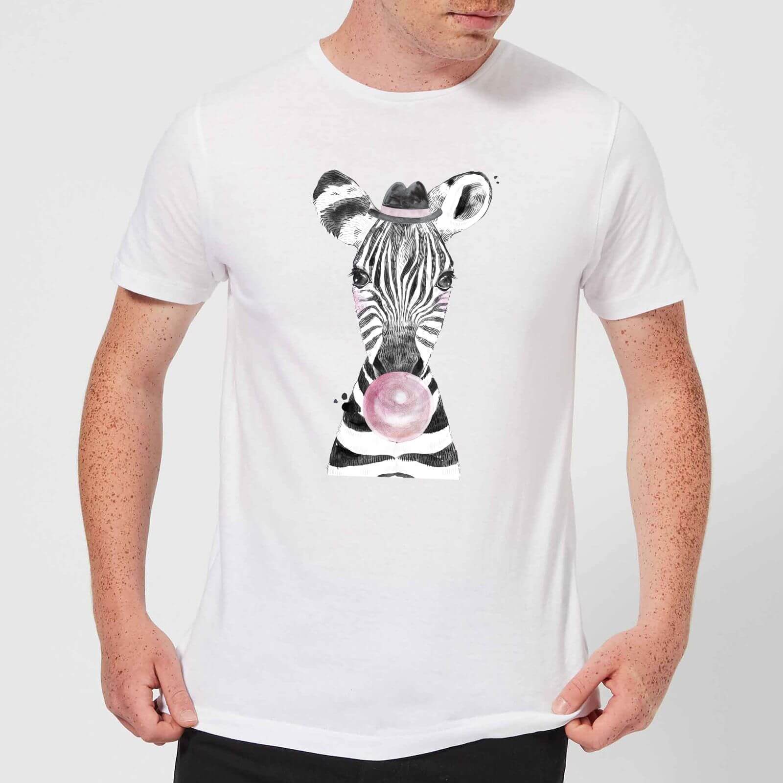 Bubblegum Zebra Men's T-Shirt - White - XXL - White