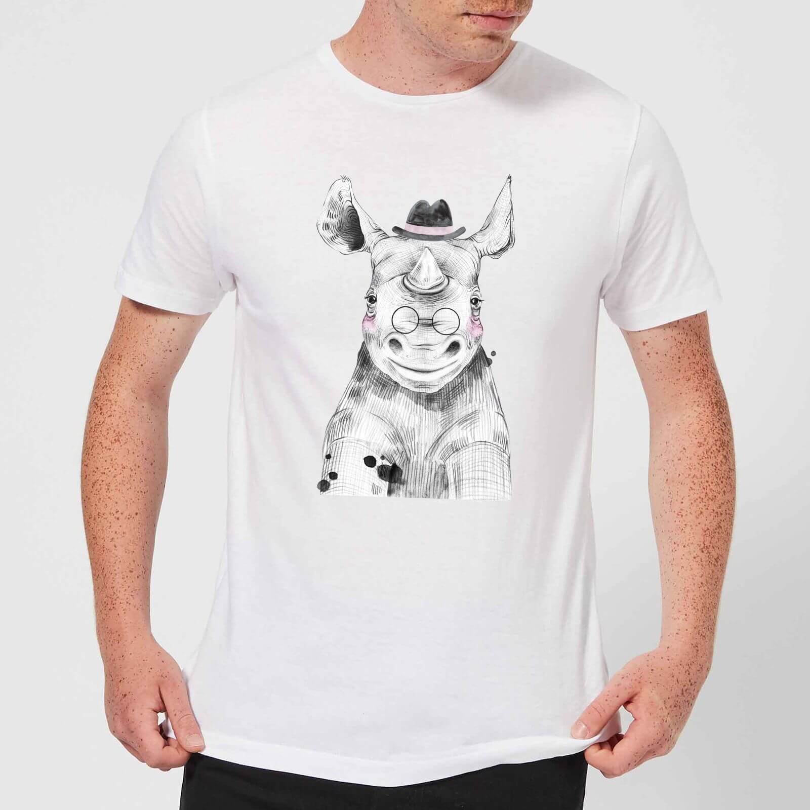 Literate Rhino Men's T-Shirt - White - XS - White