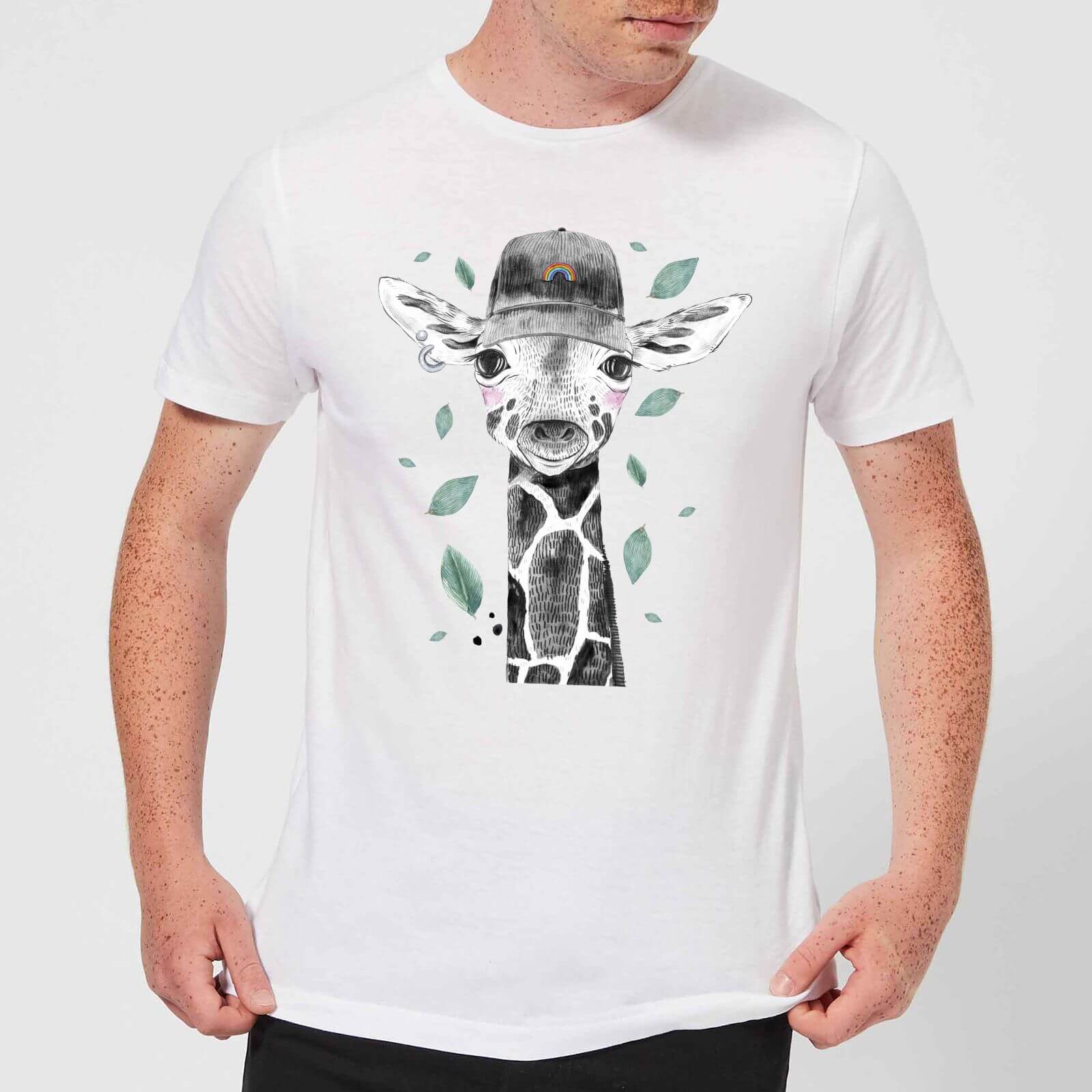 Rainbow Giraffe Men's T-Shirt - White - XL - White
