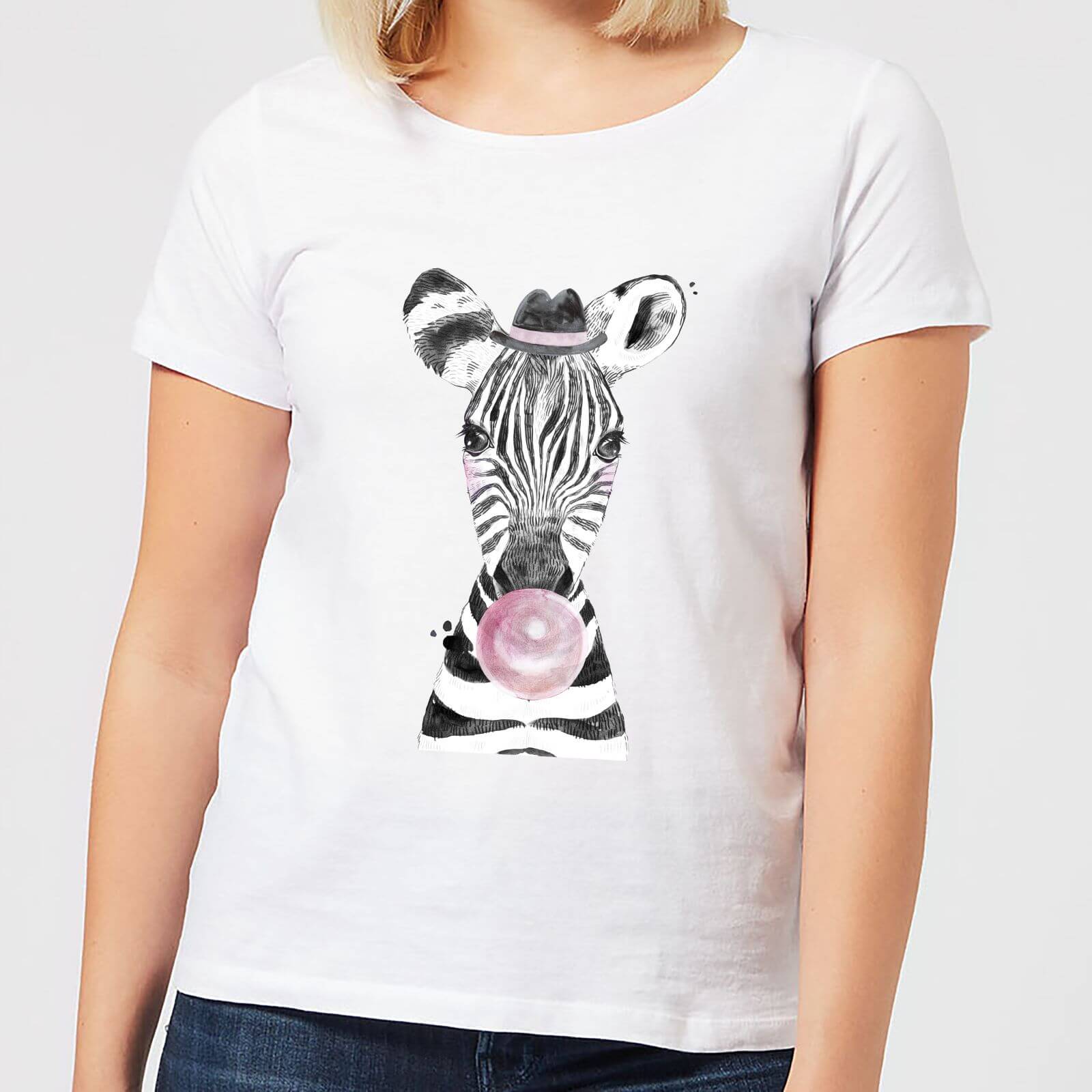 Bubblegum Zebra Women's T-Shirt - White - S - White