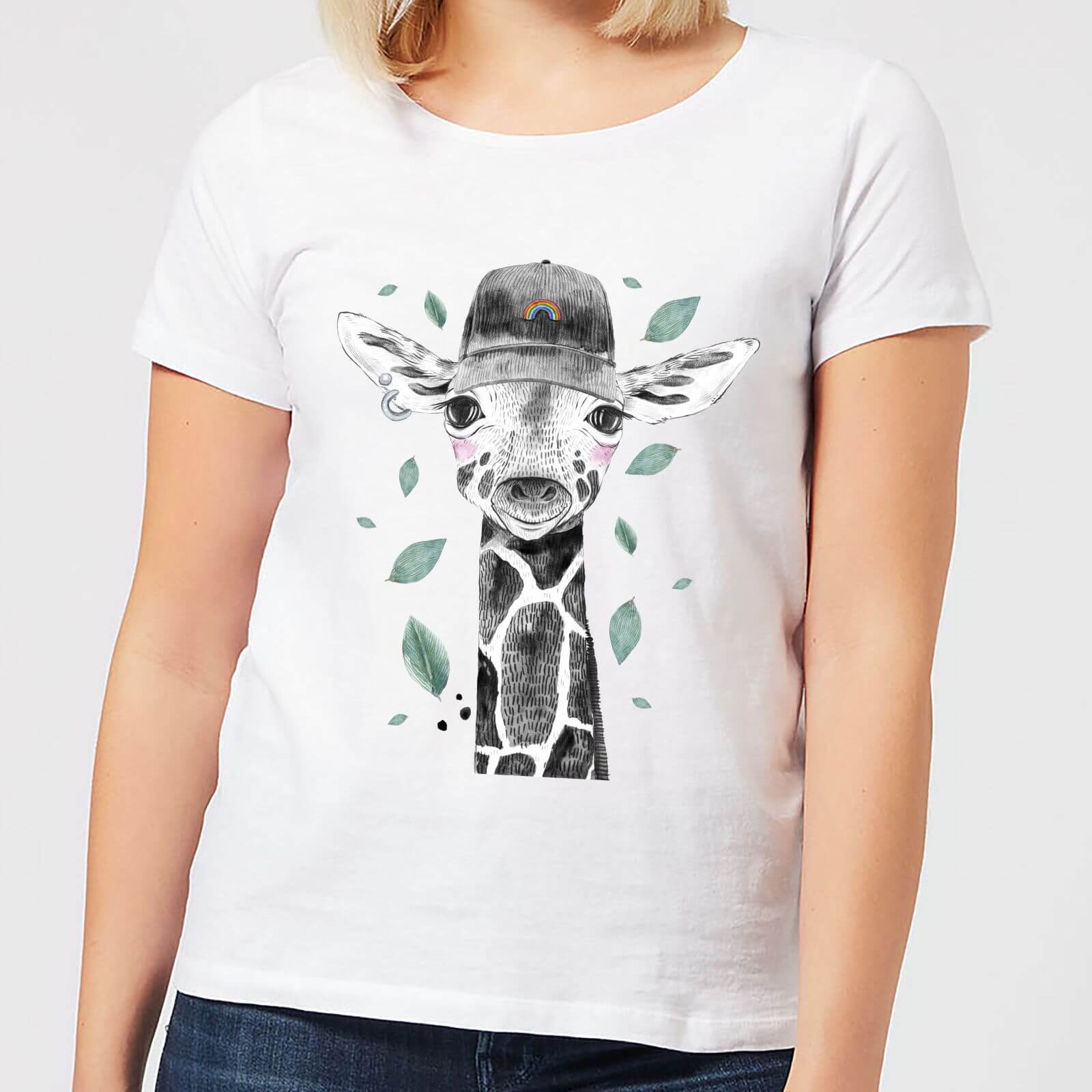 Rainbow Giraffe Women's T-Shirt - White - S
