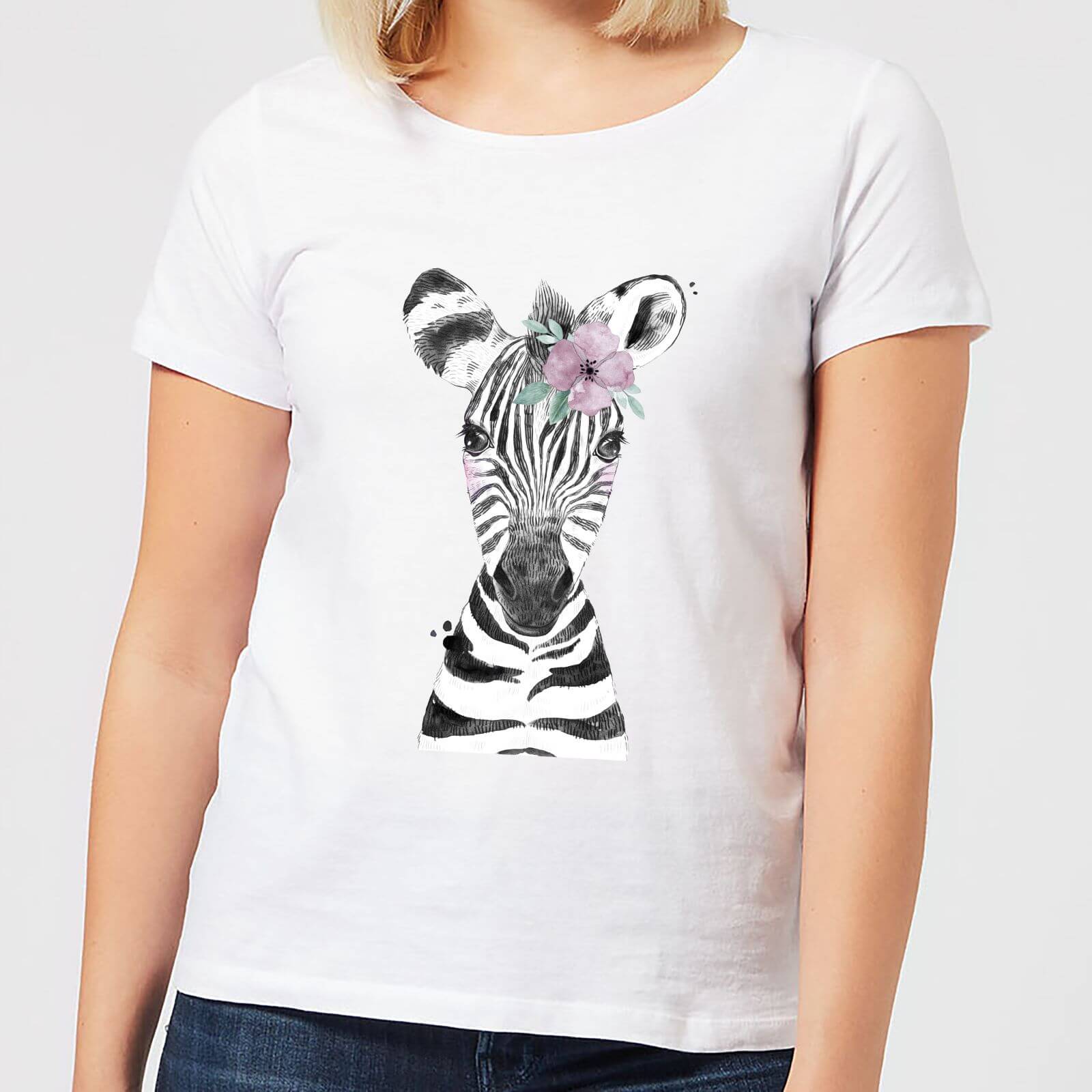 Floral Zebra Women's T-Shirt - White - S - White