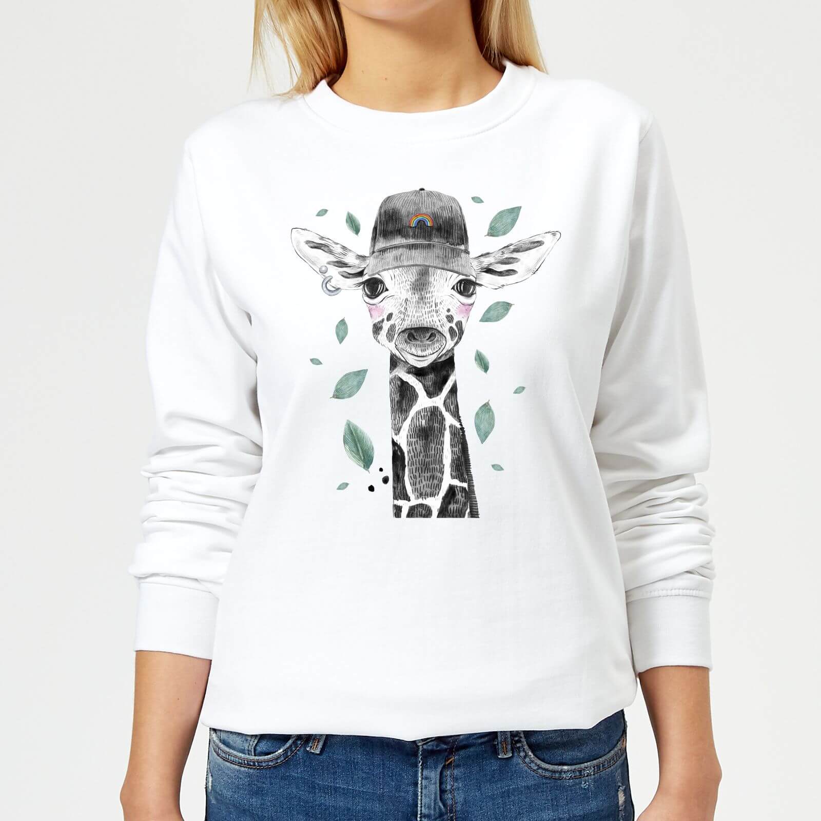 Rainbow Giraffe Women's Sweatshirt - White - XS - White