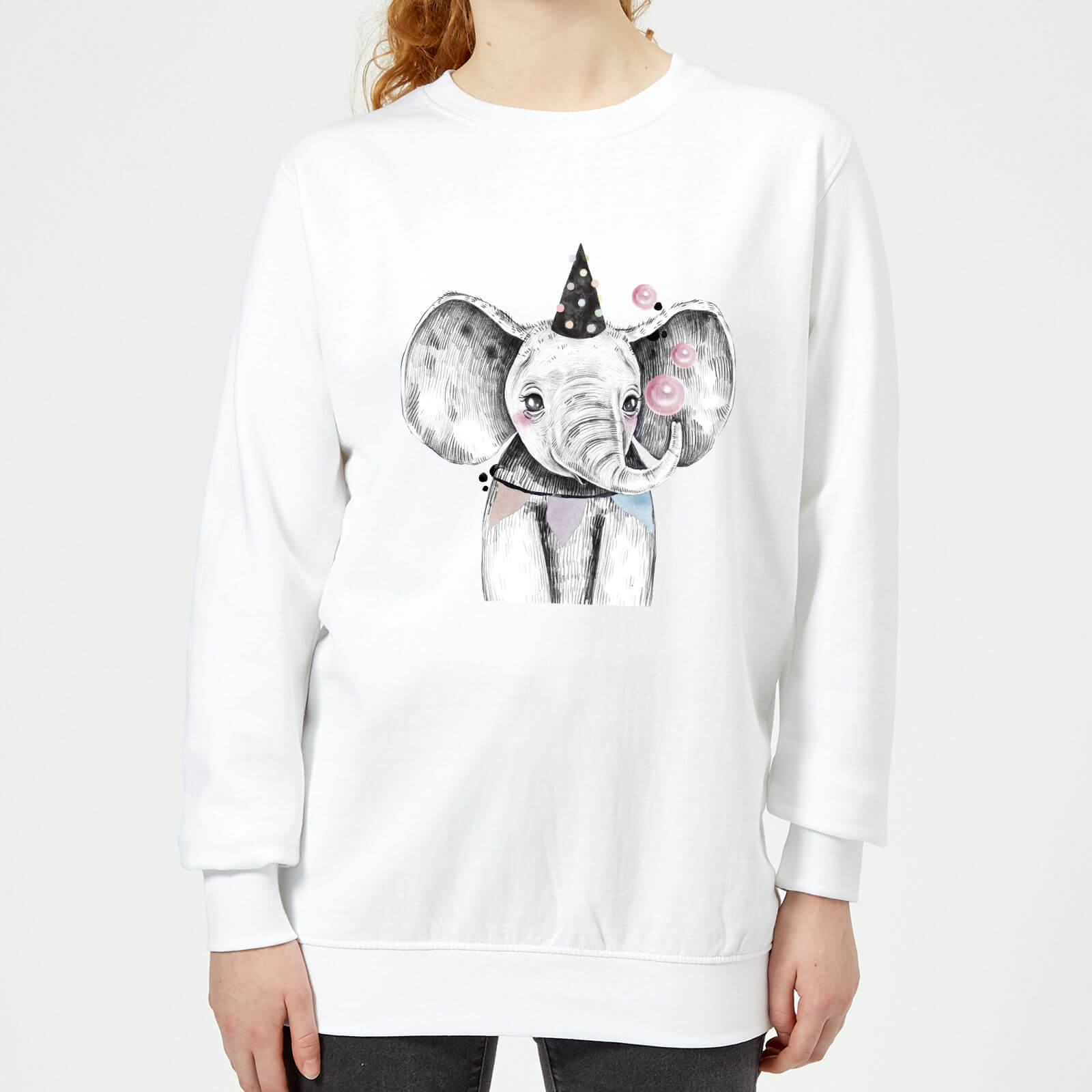 Party Elephant Women's Sweatshirt - White - XS - White