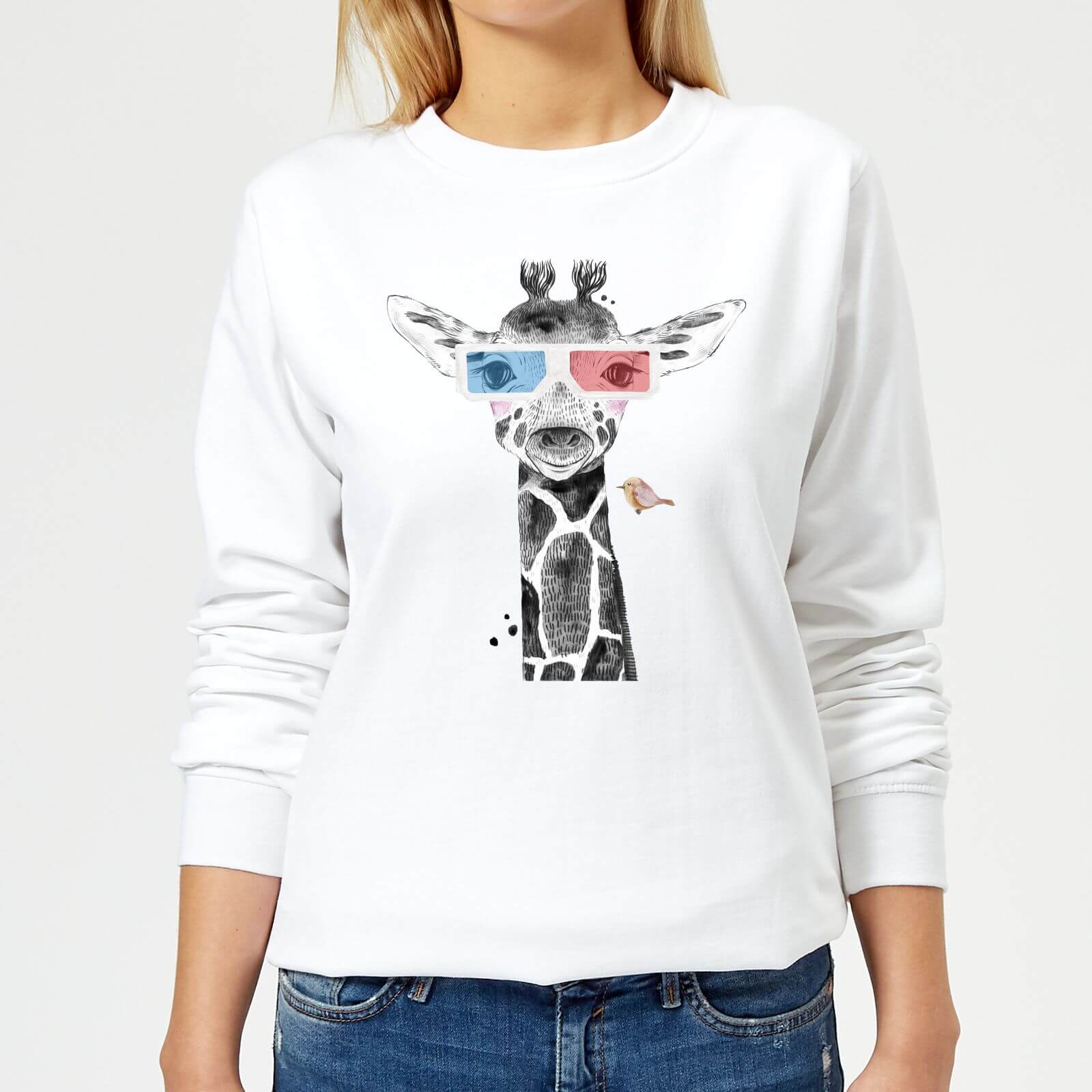 3D Giraffe Women's Sweatshirt - White - XS - White