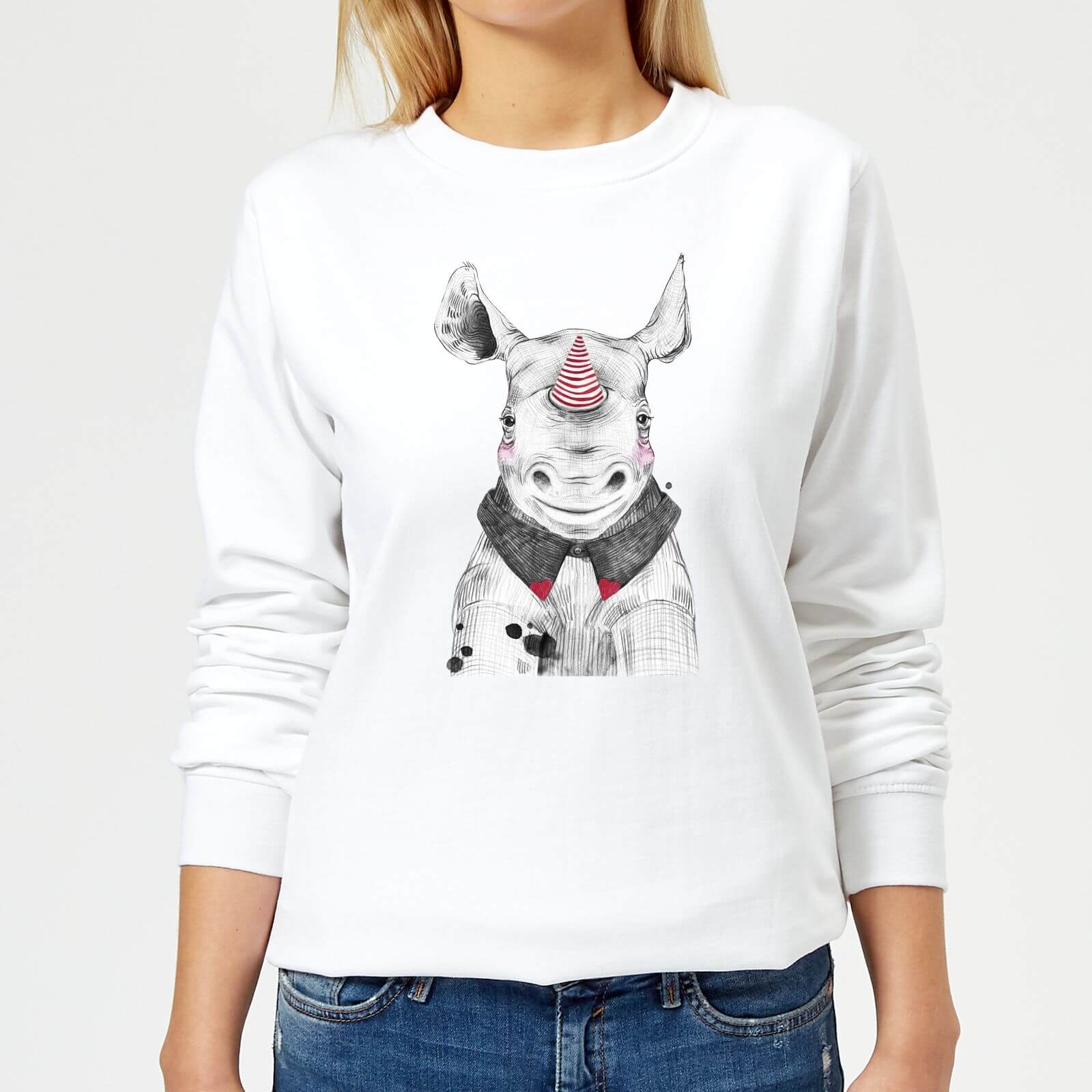 Clown Rhino Women's Sweatshirt - White - XS - White
