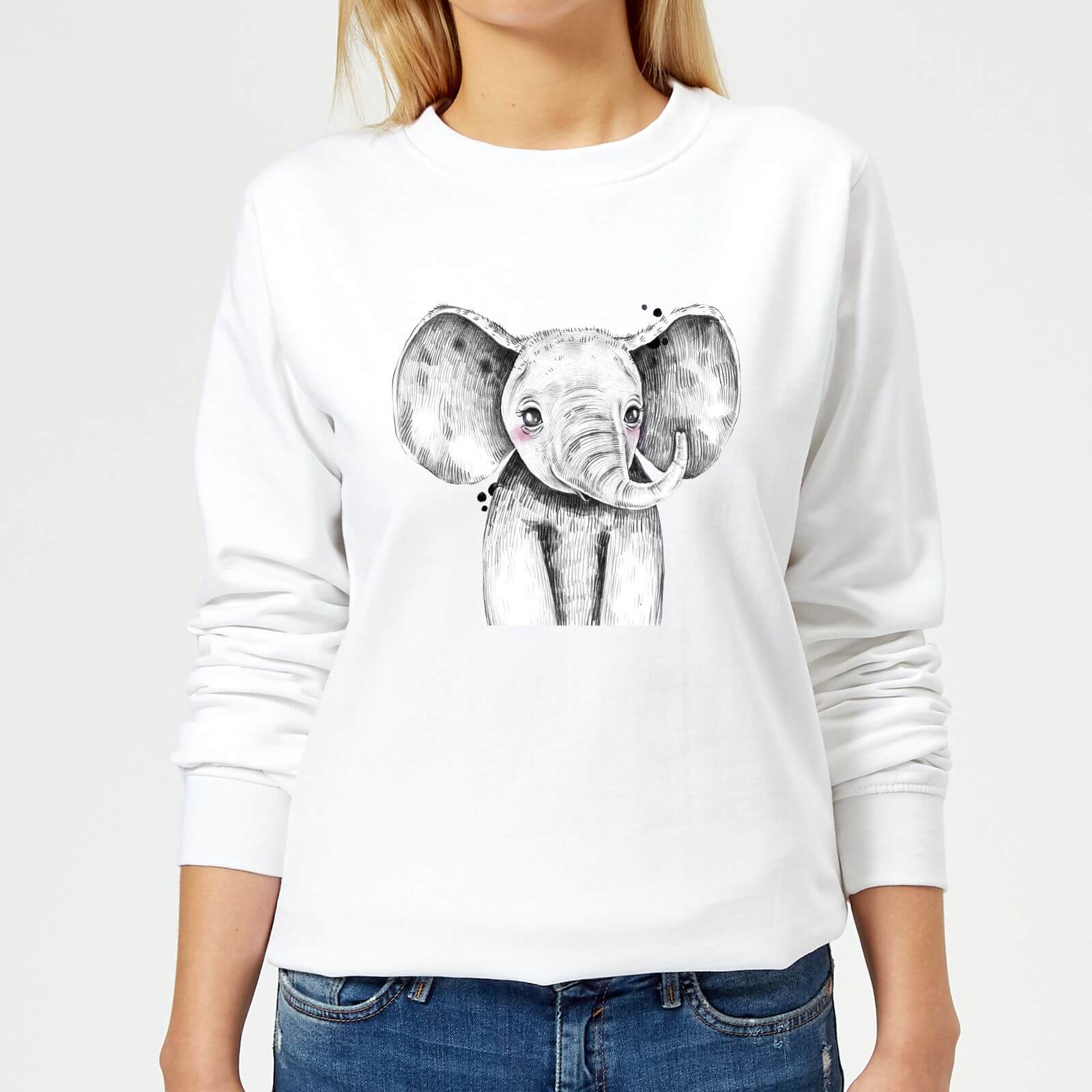 Cute Elephant Women's Sweatshirt - White - XS - White