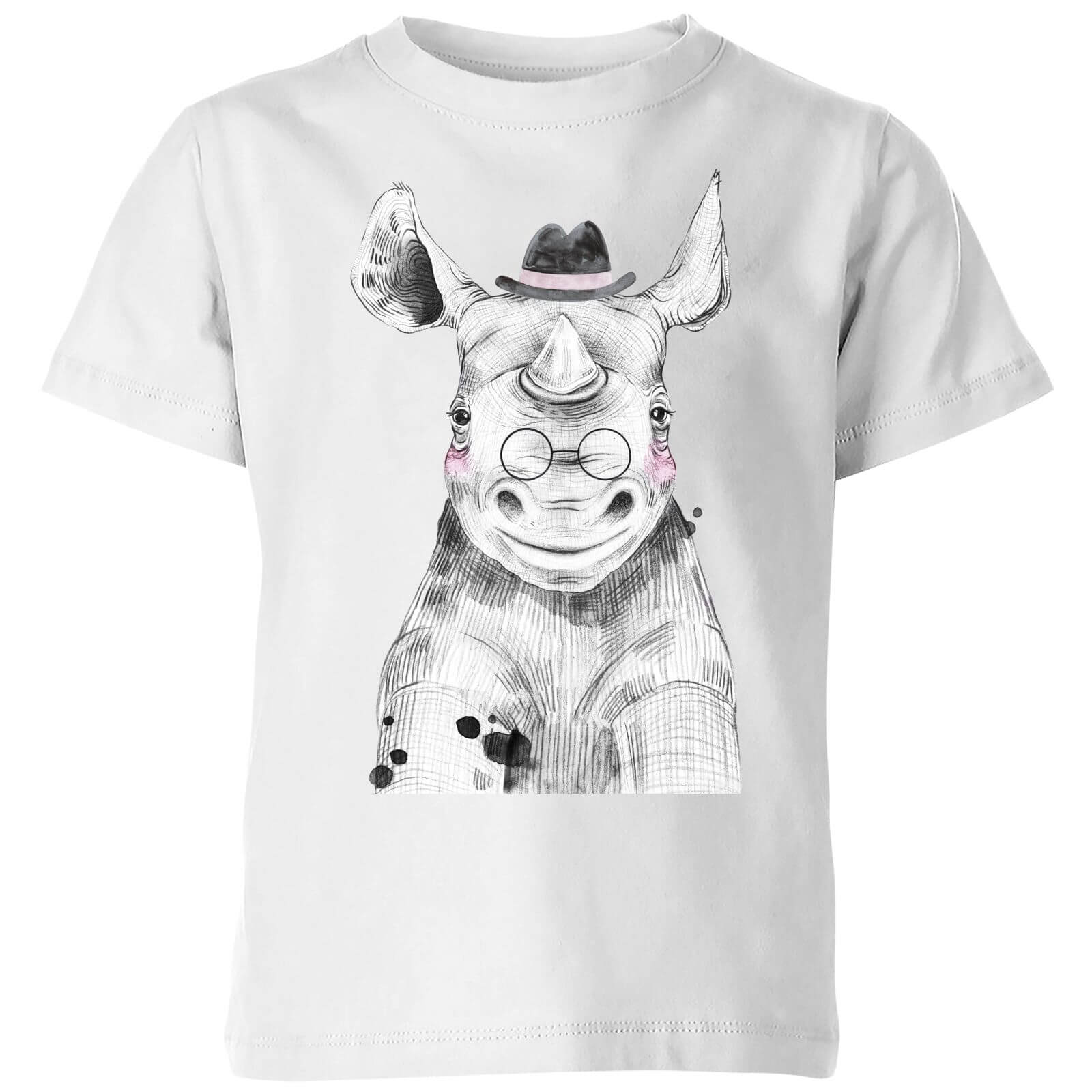 Literate Rhino Kids' T-Shirt - White - 7-8 Years - White
