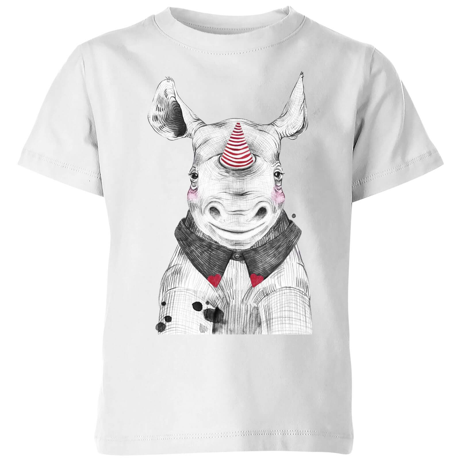 Clown Rhino Kids' T-Shirt - White - 3-4 Years - White