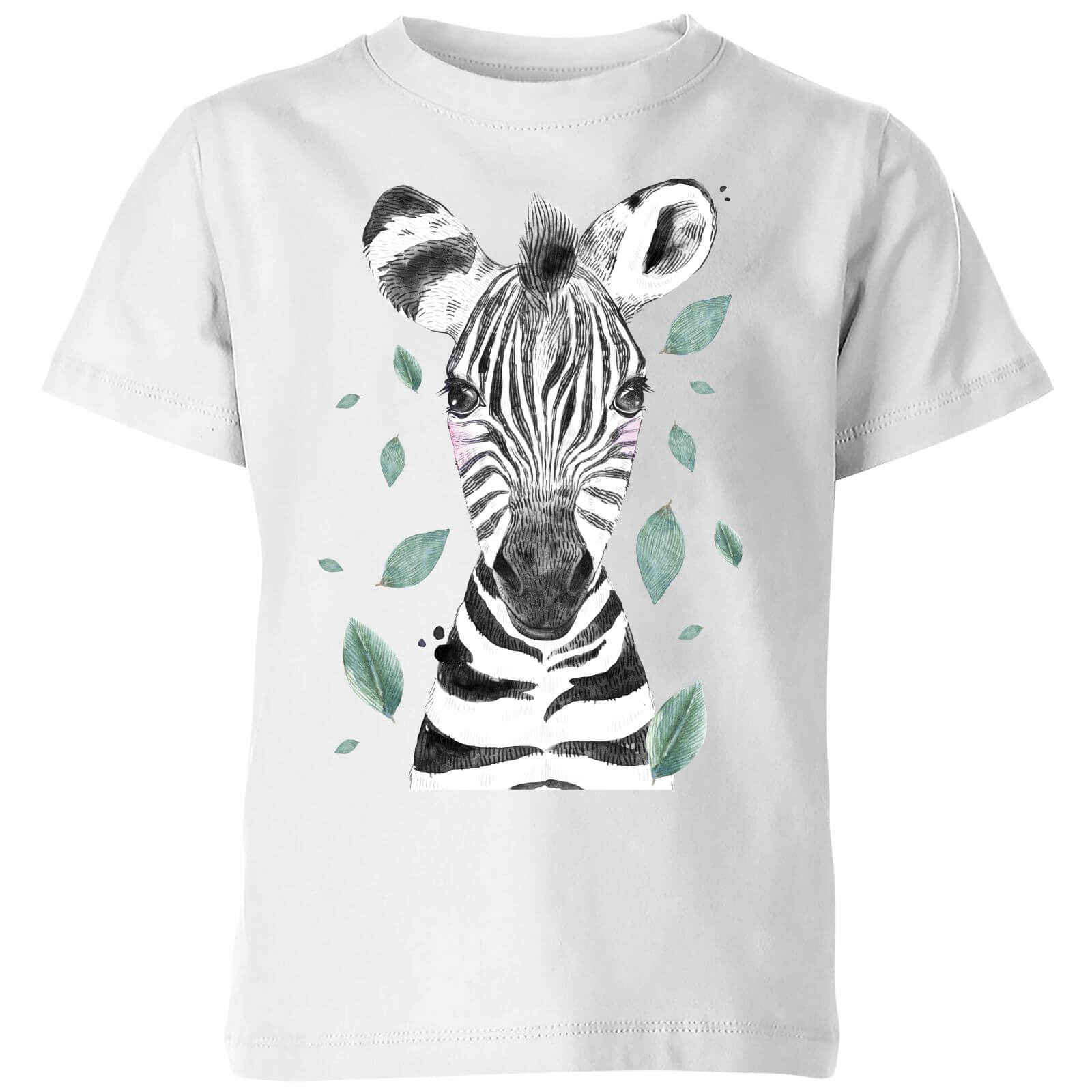 Zebra And Leaves Kids' T-Shirt - White - 11-12 Years - White