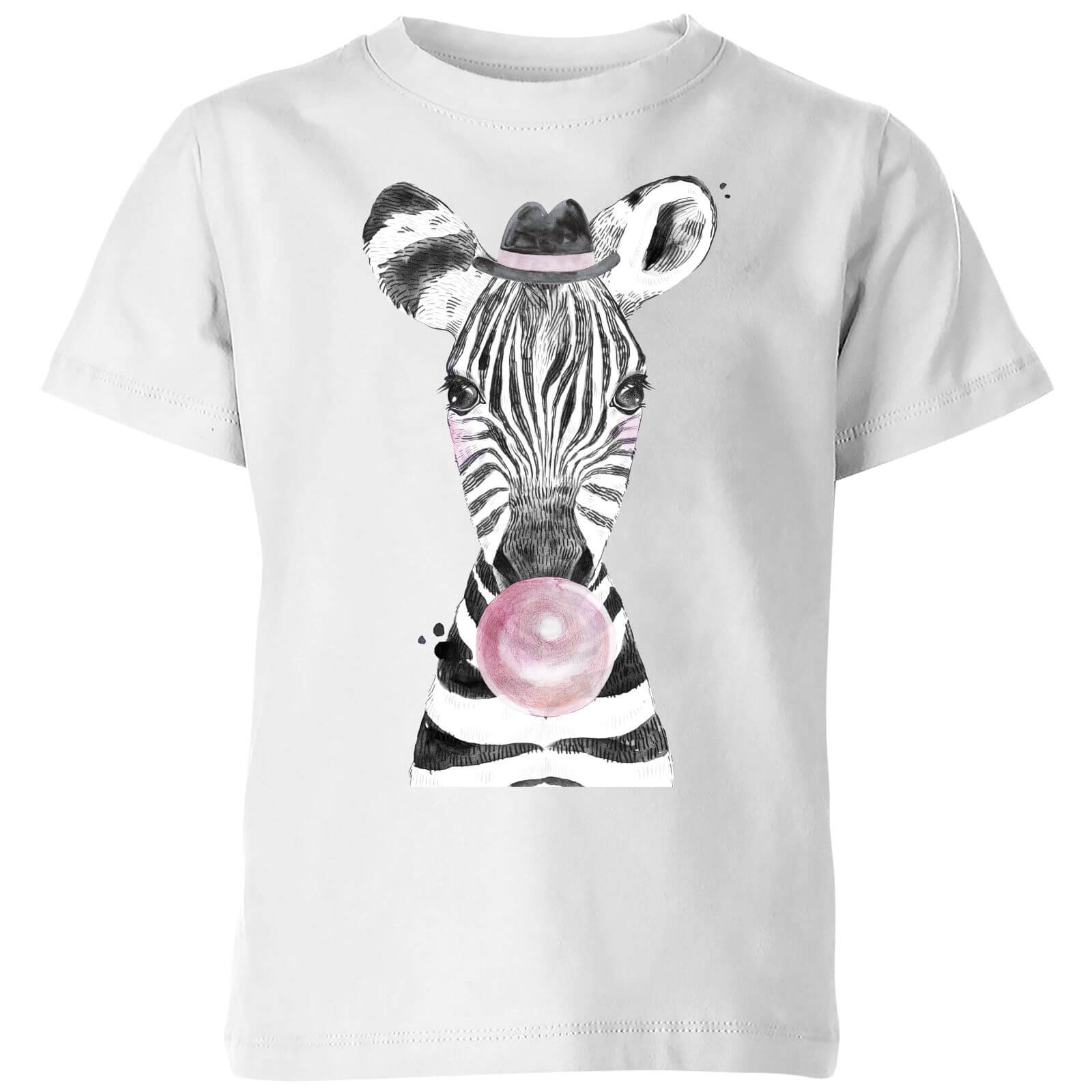 Bubblegum Zebra Kids' T-Shirt - White - 5-6 Years