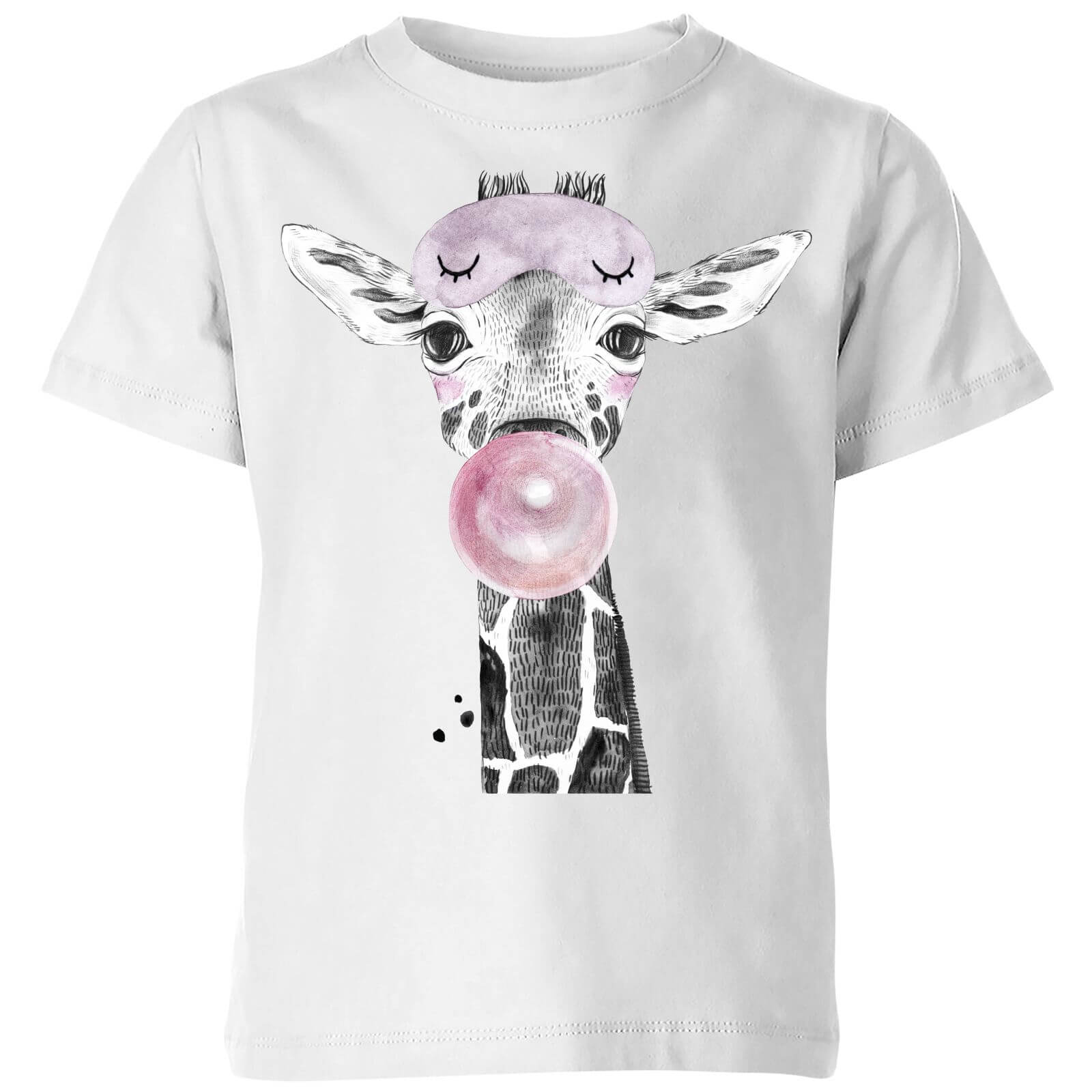 Bubblegum Giraffe Kids' T-Shirt - White - 5-6 Years