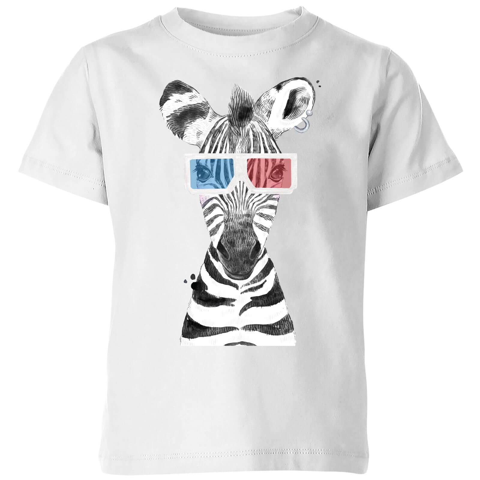 3D Zebra Kids' T-Shirt - White - 3-4 Years - White