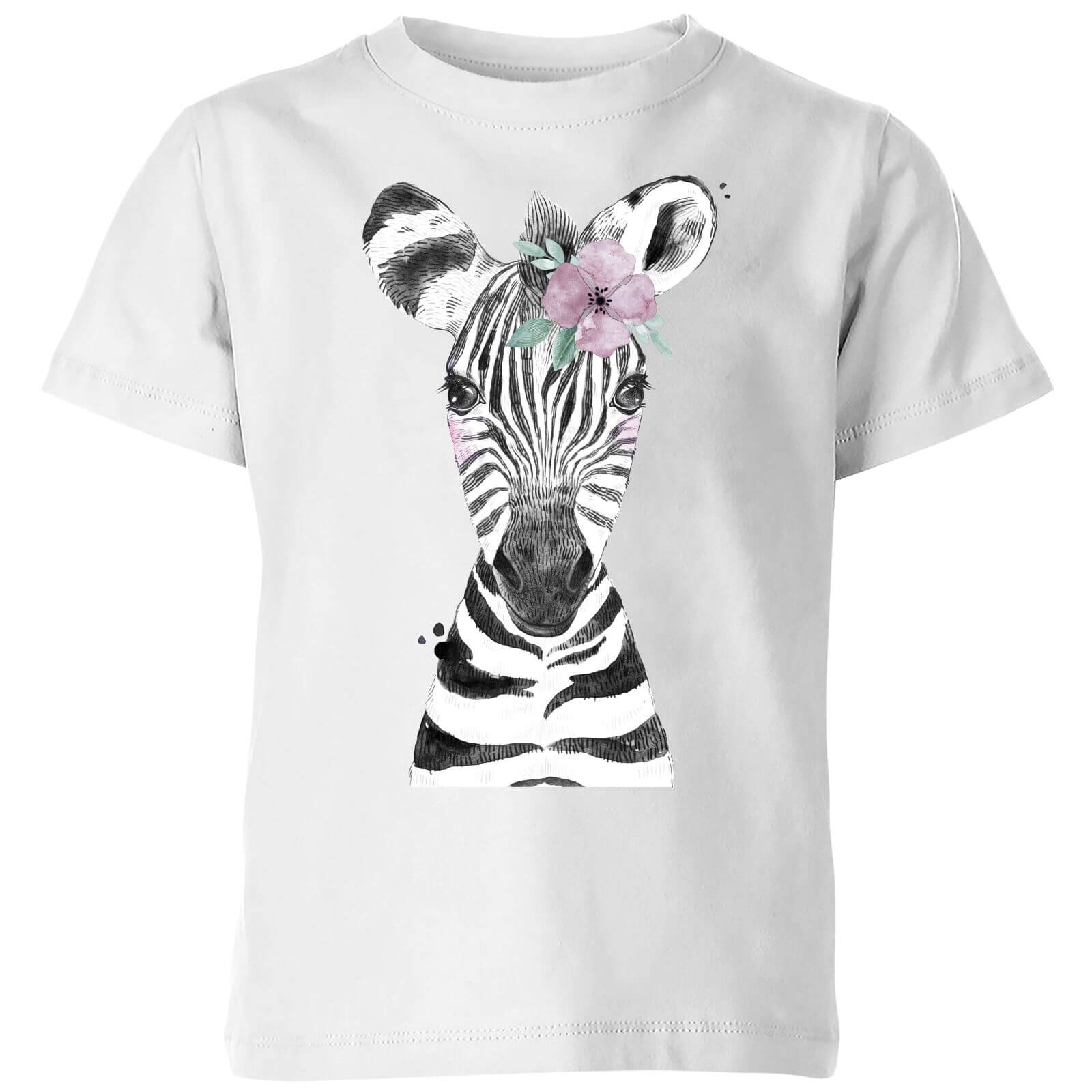 Floral Zebra Kids' T-Shirt - White - 3-4 Years - White