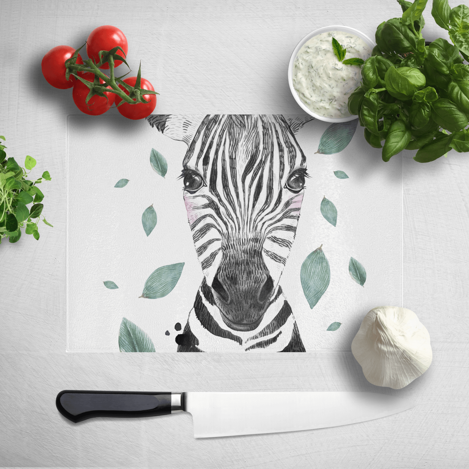 Zebra And Leaves Chopping Board
