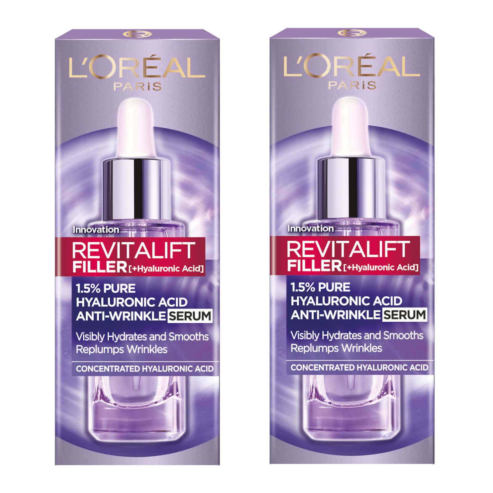 

L'Oréal Paris Exclusive Revitalift Filler with 1.5% Hyaluronic Acid Anti-Wrinkle Dropper Serum Duo 2 x 30ml