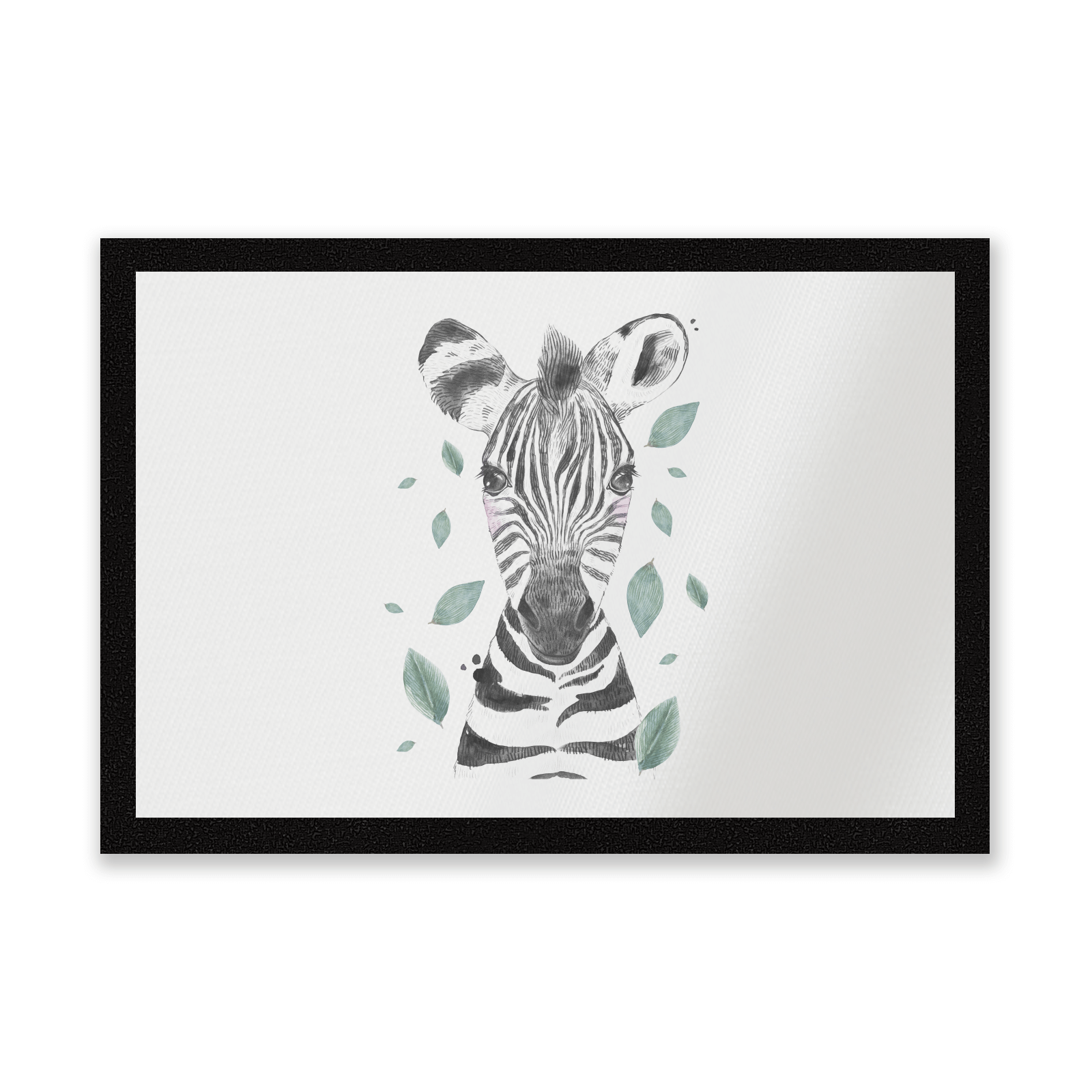 Zebra And Leaves Entrance Mat
